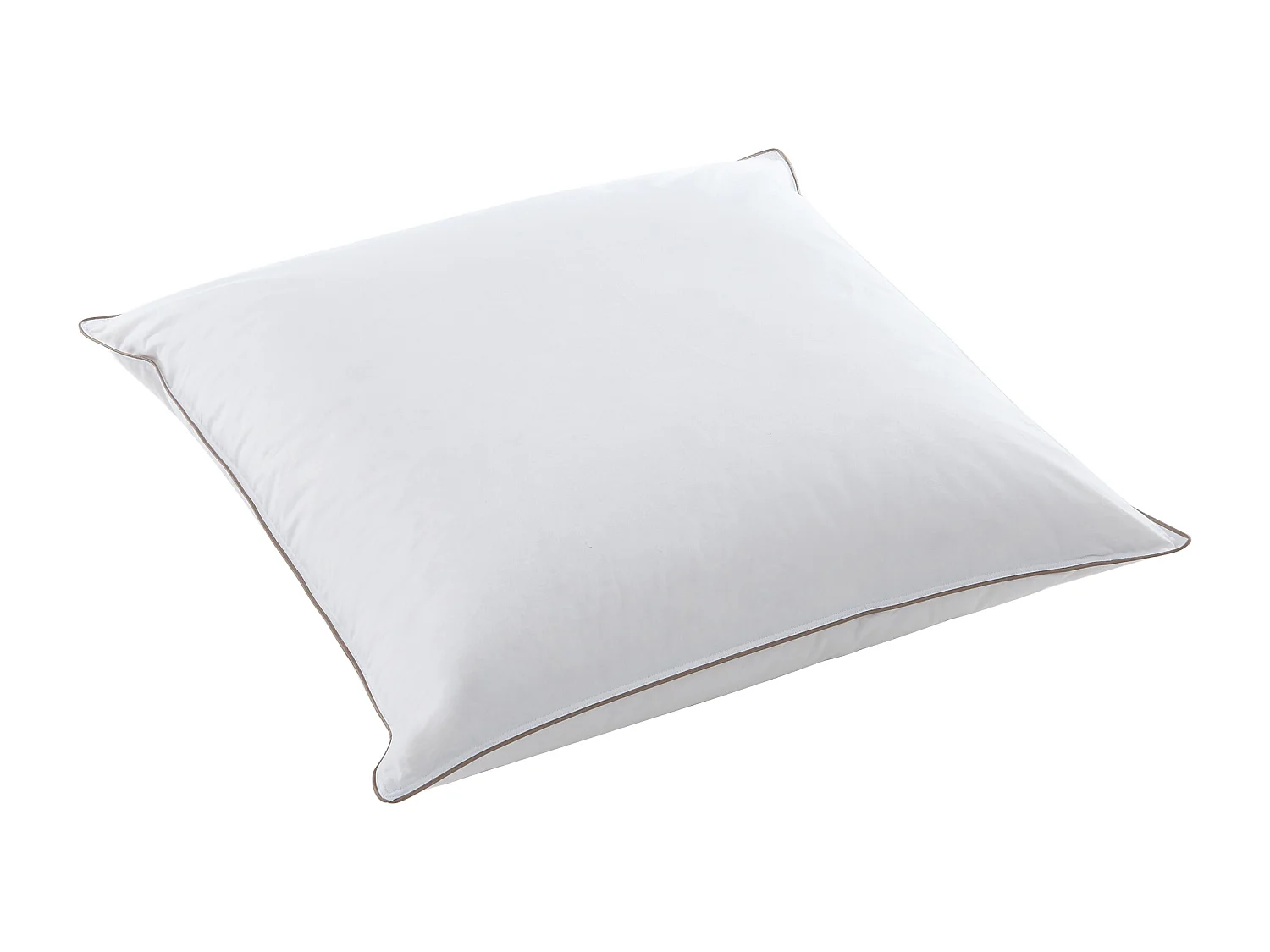 Conjunto de 2 almofadas antiácaros revestimento percal de 93 fios/cm², 65x65 cm, acolchoamento plumas e penas, branco debrum taupe - FEATH de PALACIO