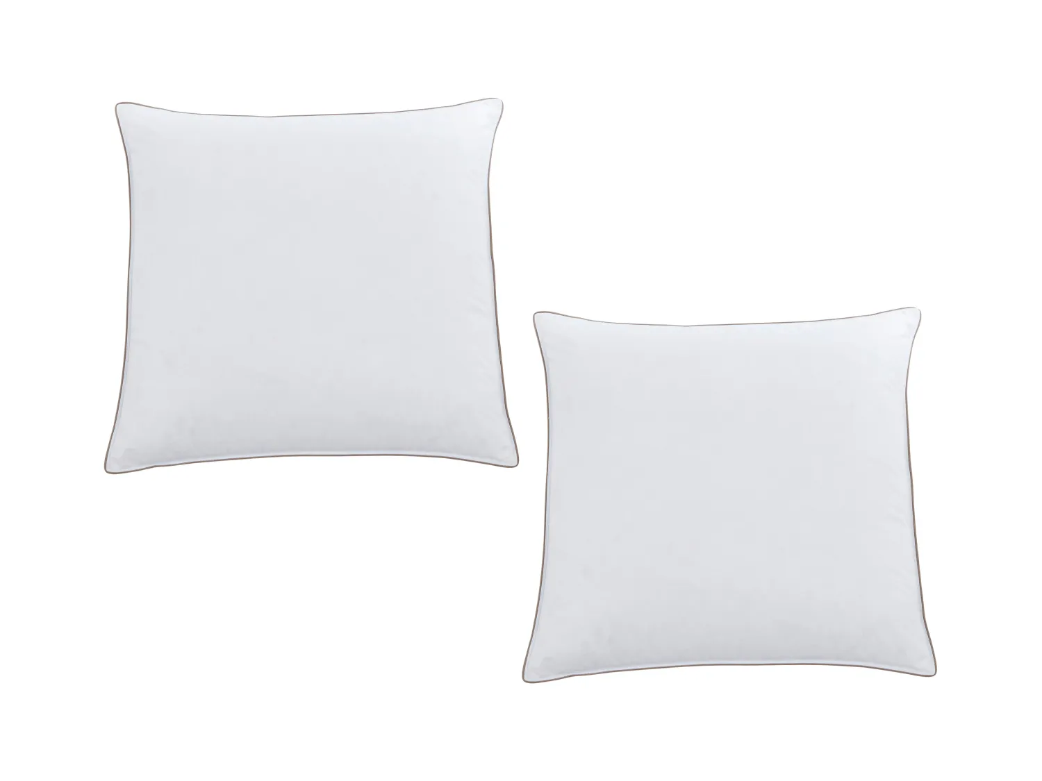 Guanciale antiacaro  Percalle 93 fili/cm² 65x65 piuma piumino Bianco e Tortora - Lotto di 2 - FEATH di PALACIO