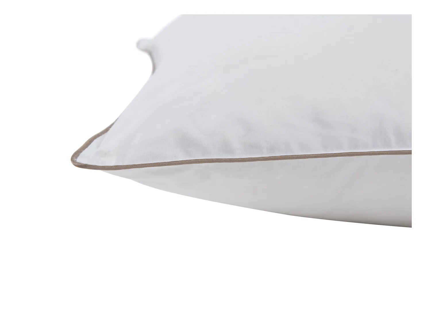 Juego de 2 almohadas anti ácaros con funda de percal 93 hilos/cm² - 65 x 65 cm - relleno plumas y plumón - Blanco ribete topo - FEATH de PALACIO