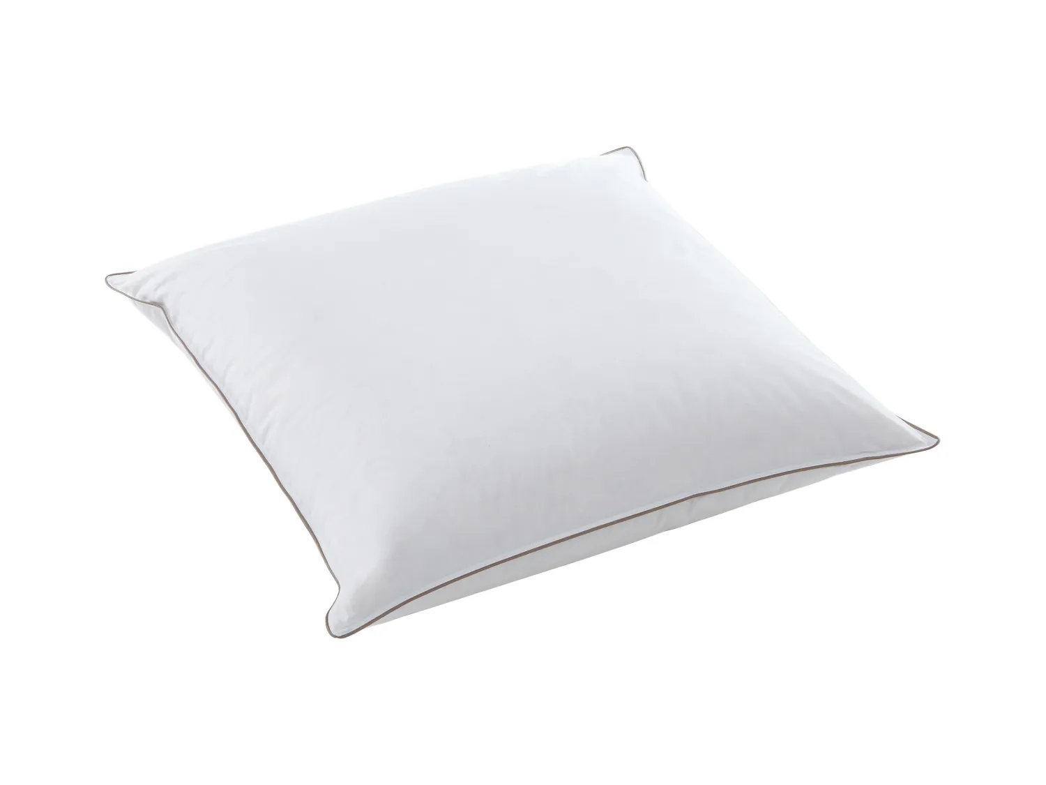 Juego de 2 almohadas anti ácaros con funda de percal 93 hilos/cm² - 65 x 65 cm - relleno plumas y plumón - Blanco ribete topo - FEATH de PALACIO