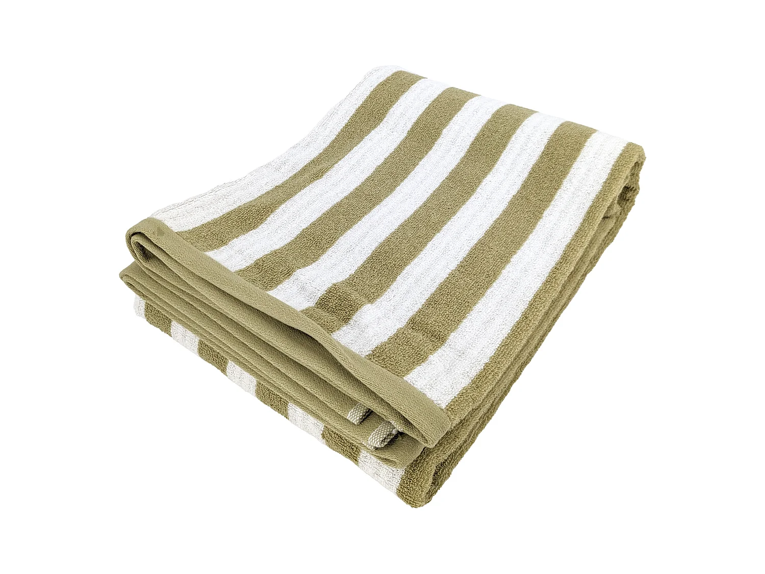 Drap de bain 100x150 cm coton collection EFFICIENCE STRIPES vert olive