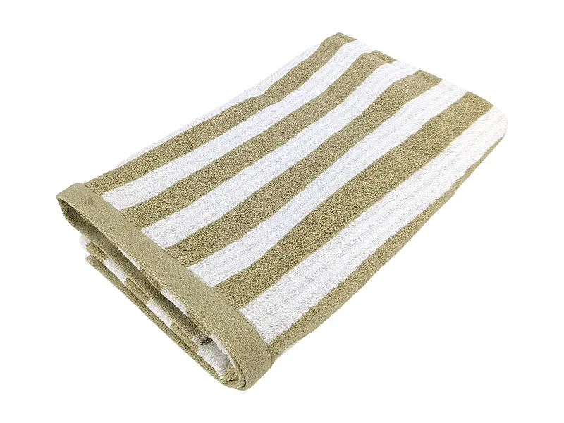 Drap de douche 70x140 cm coton collection EFFICIENCE STRIPES vert olive