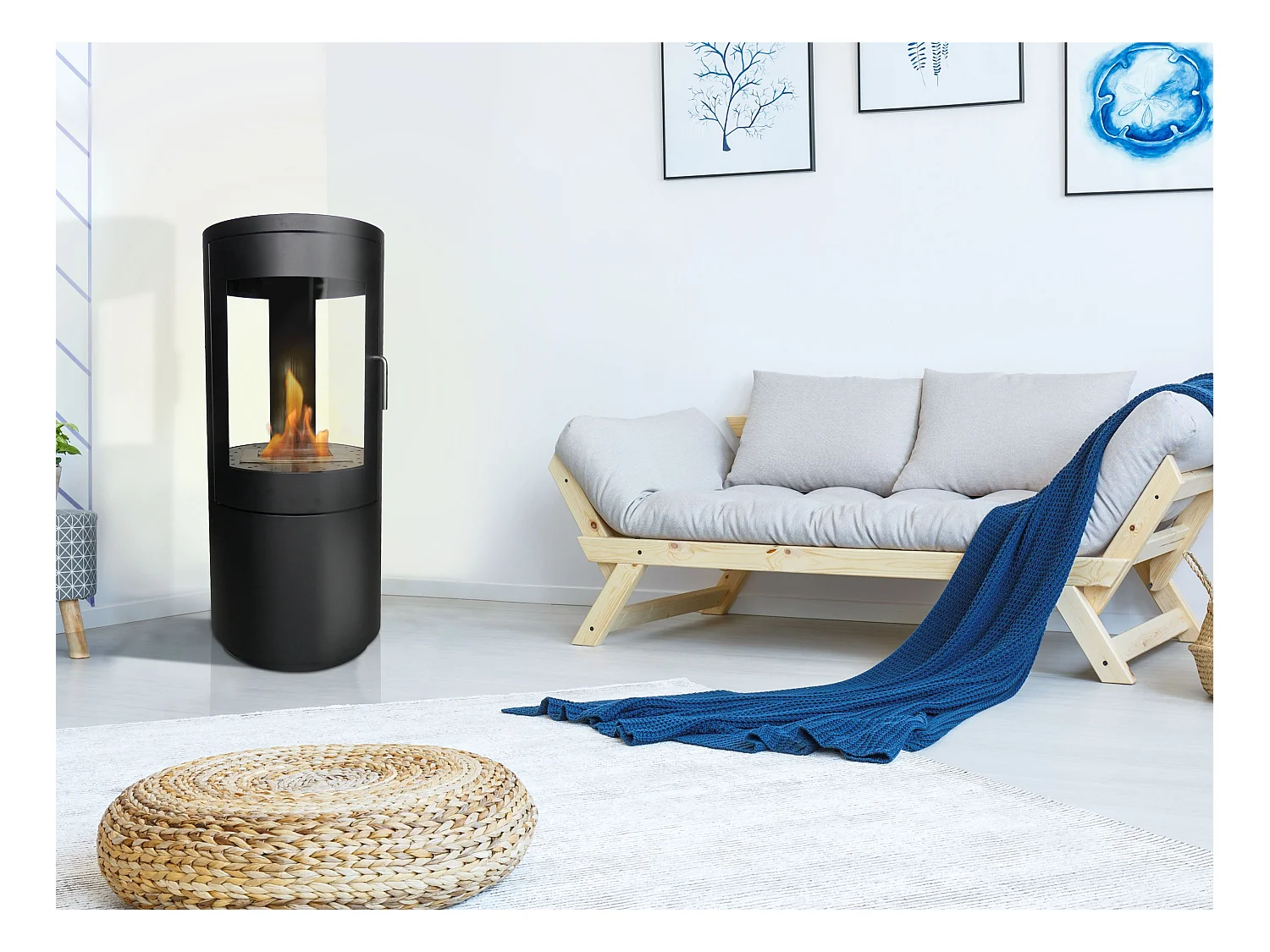 Poêle à éthanol 3kW en acier noir