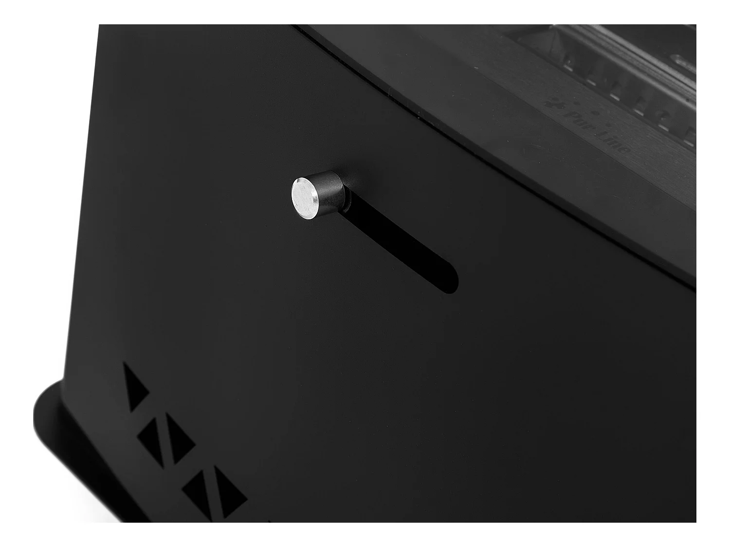 Bioethanolofen für den Außenbereich, rechteckiges Design aus schwarzem Stahl, Tür aus gehärtetem Glas