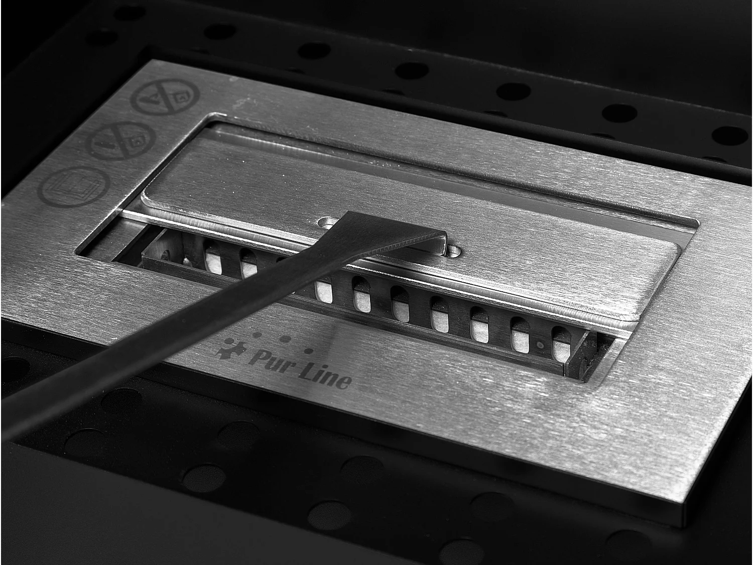 Estufa de etanol diseño rectangular en acero negro