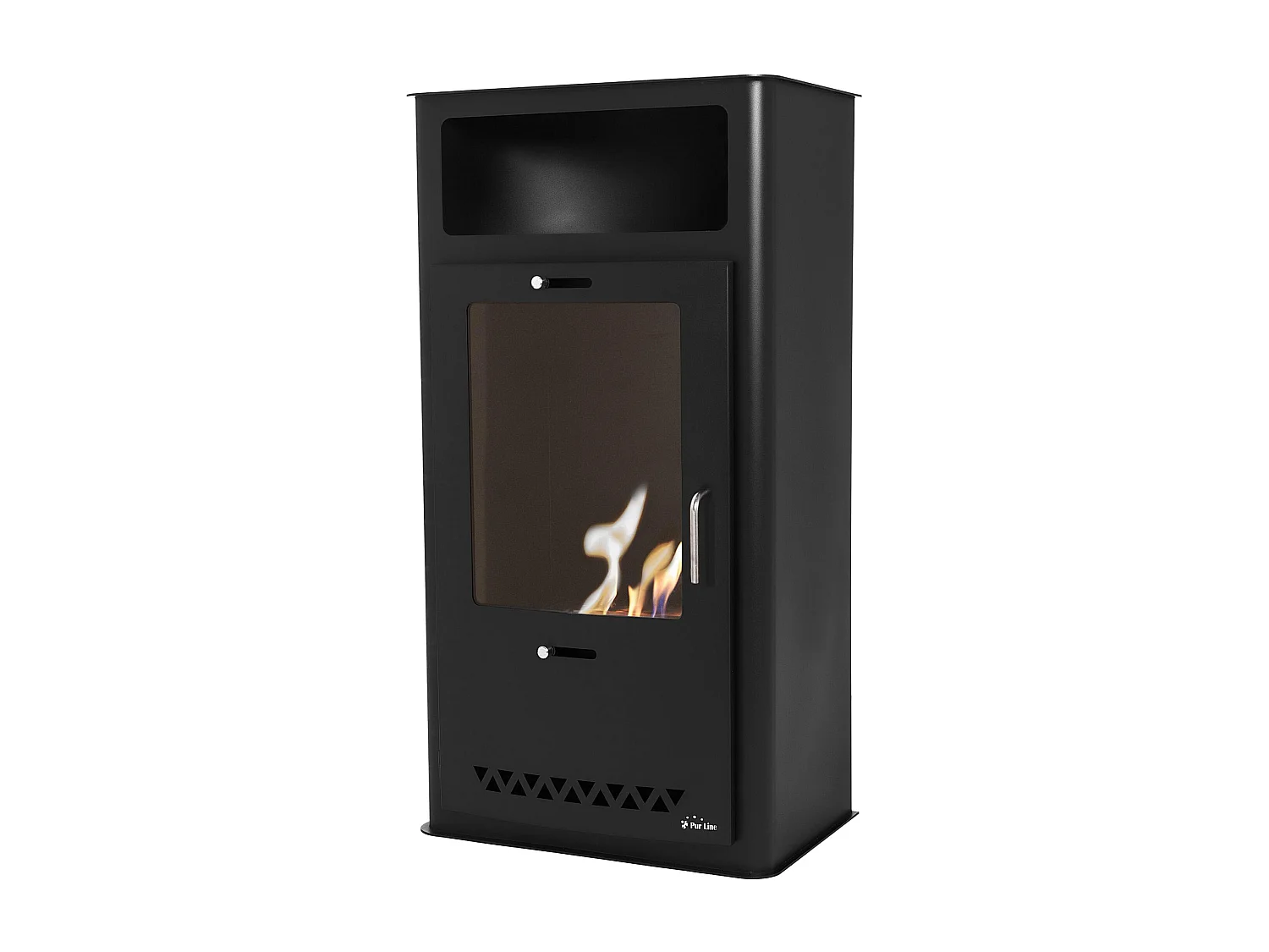 Poêle à éthanol 3kW design rectangulaire en acier noir