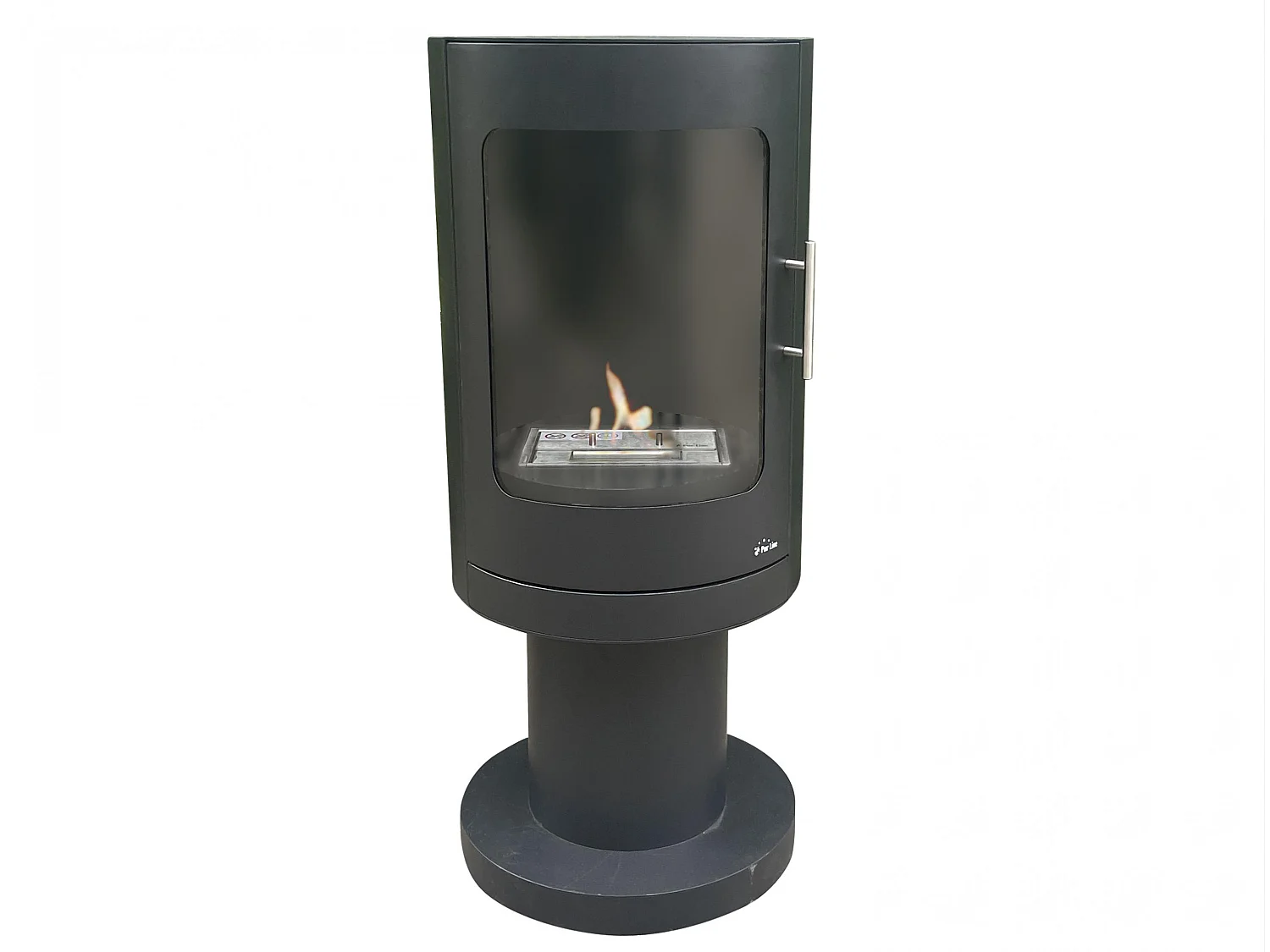 Estufa bioetanol cilindrica en acero negro