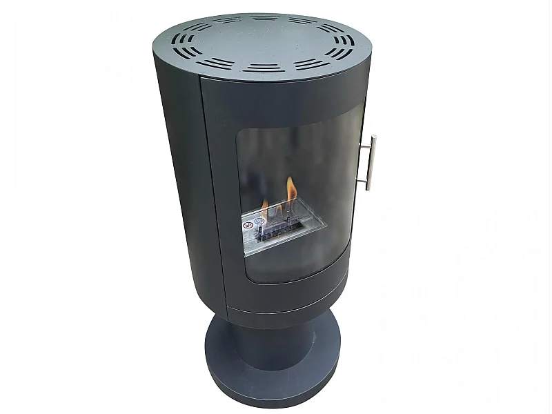 Estufa bioetanol cilindrica en acero negro