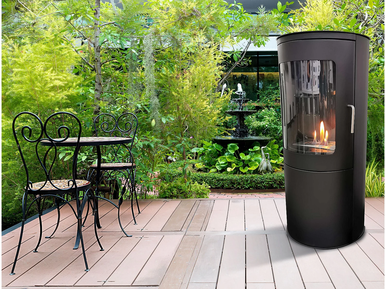 Poêle à l'éthanol de forme carrée en acier