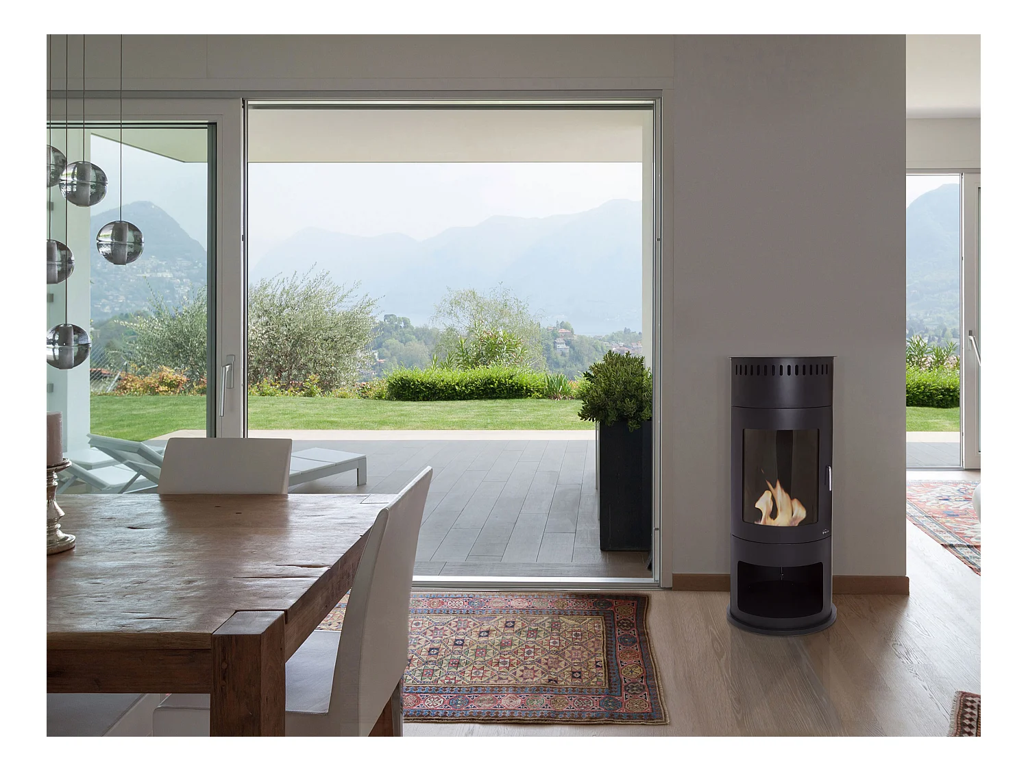 Poêle à éthanol 3kW en acier avec façade en verre trempé