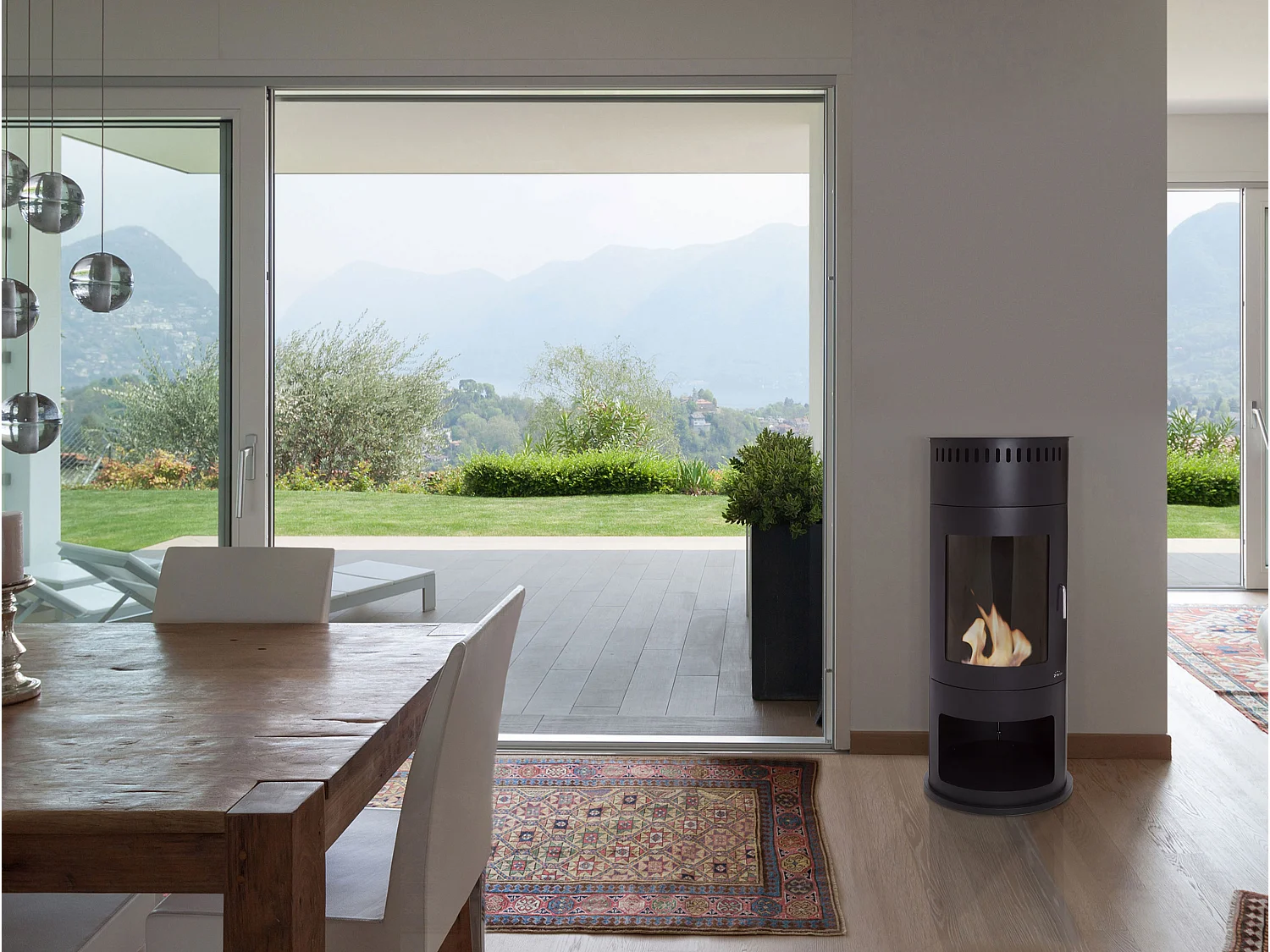 Poêle à éthanol 3kW en acier avec façade en verre trempé