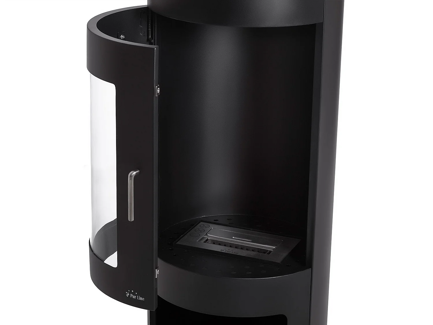 Poêle à éthanol 3kW en acier avec façade en verre trempé