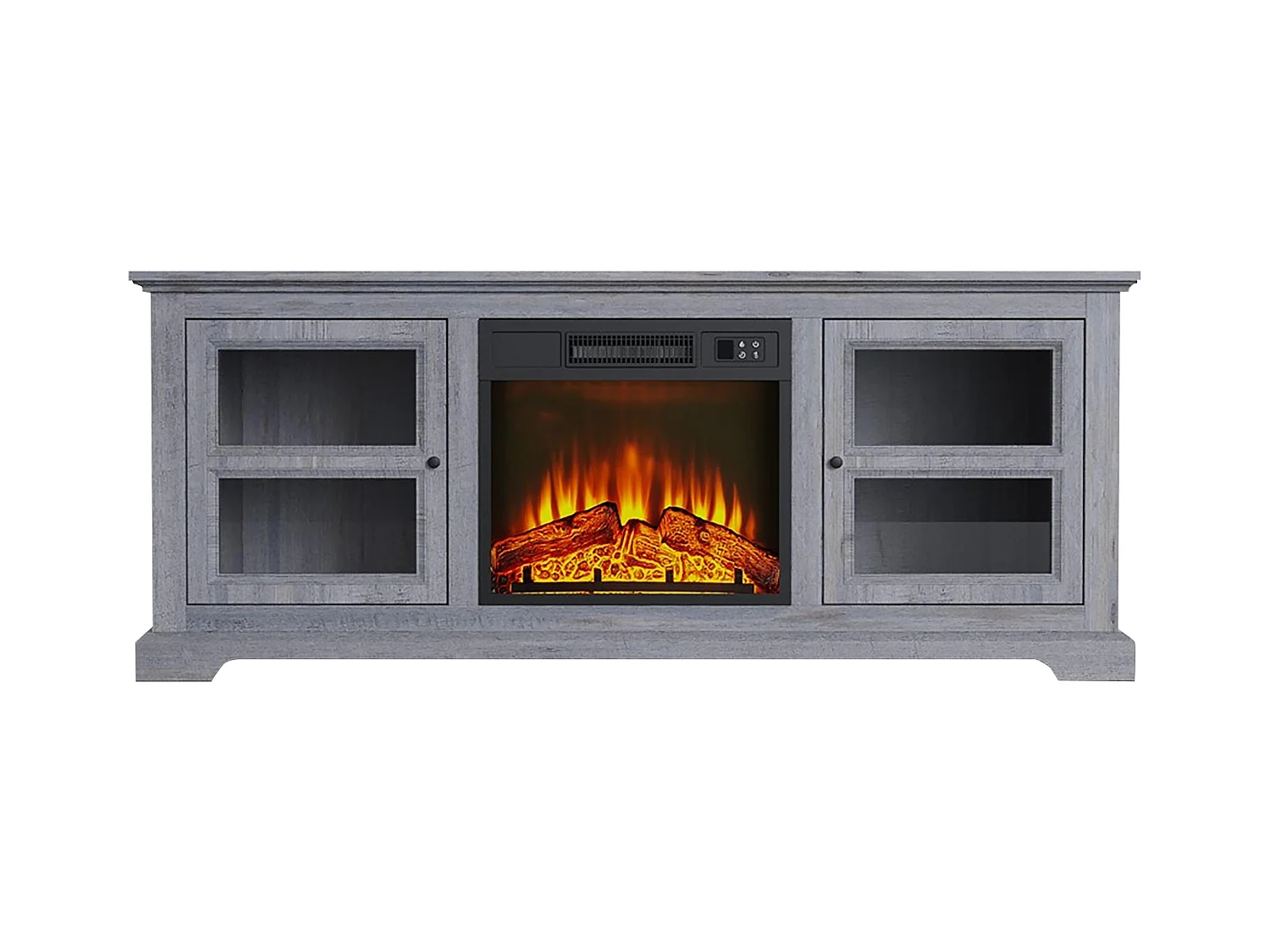 Buffet avec cheminée électrique couleur gris 2000W