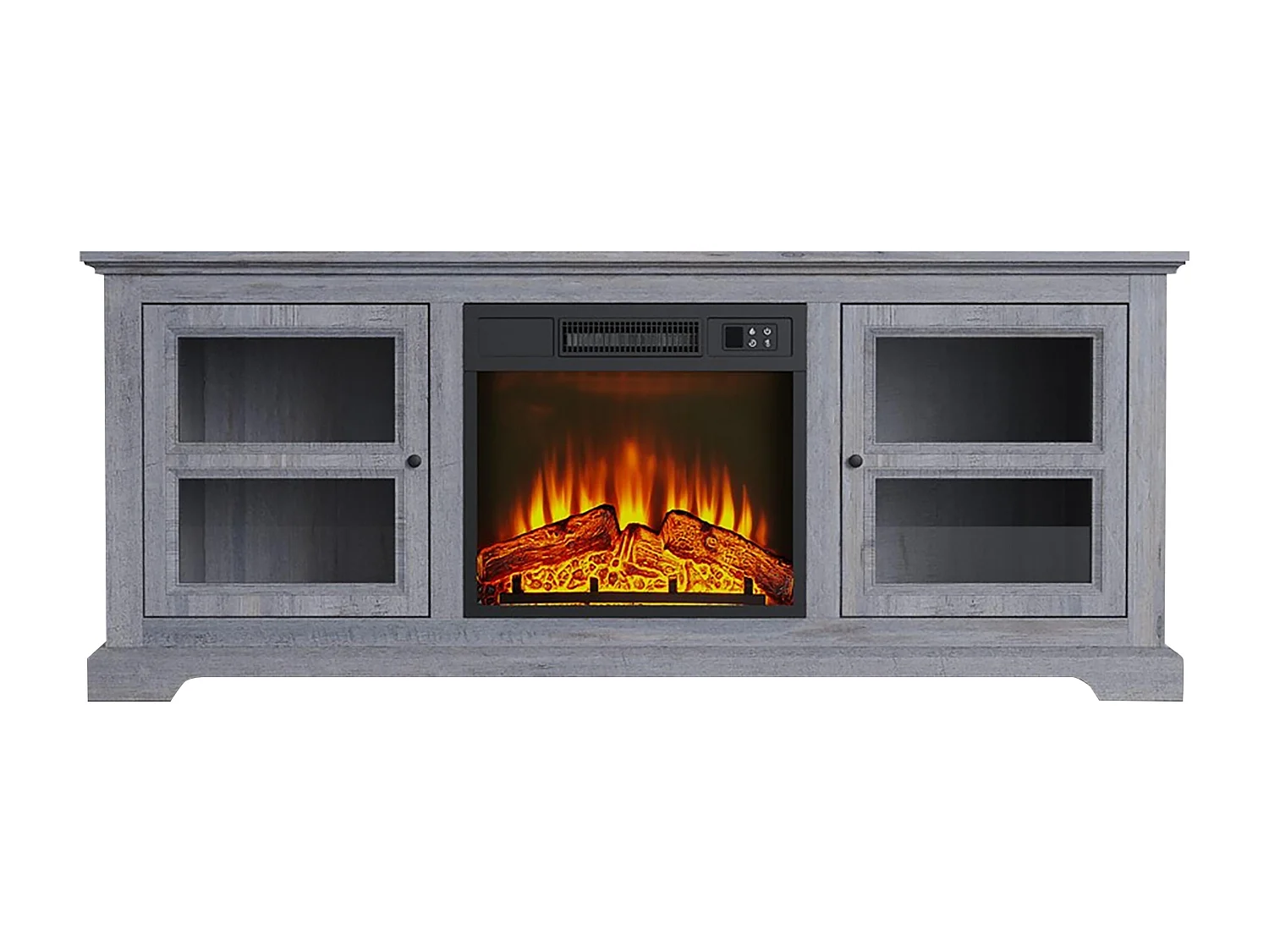 Buffet avec cheminée électrique couleur gris 2000W