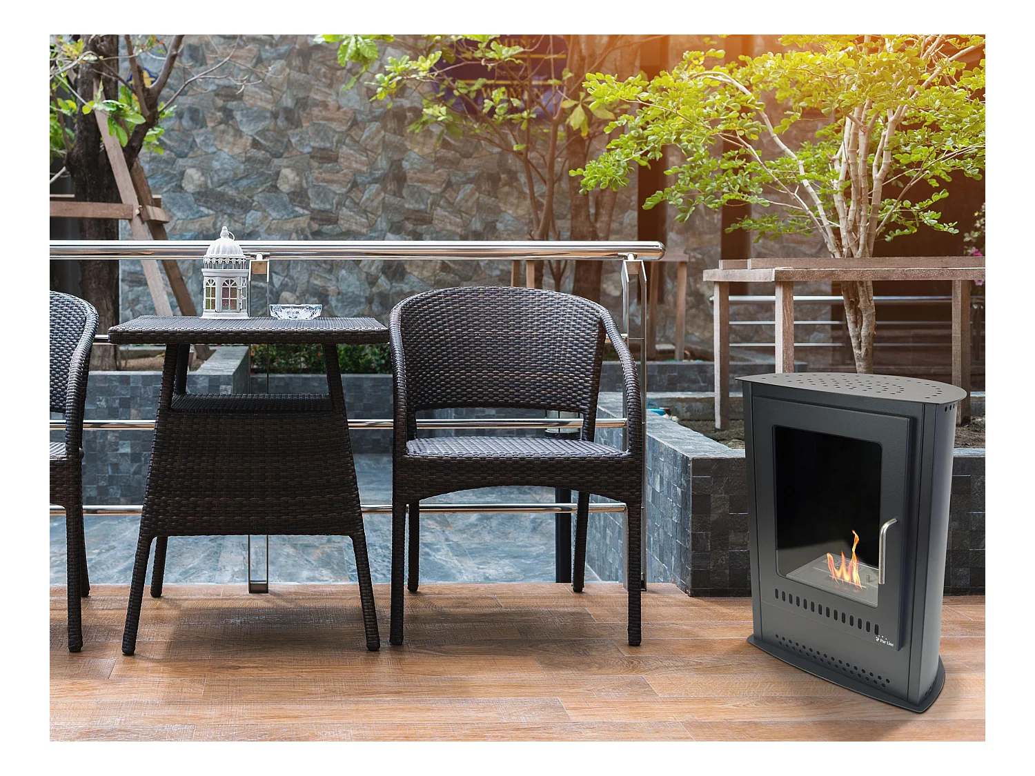 Poêle à l'éthanol en acier noir