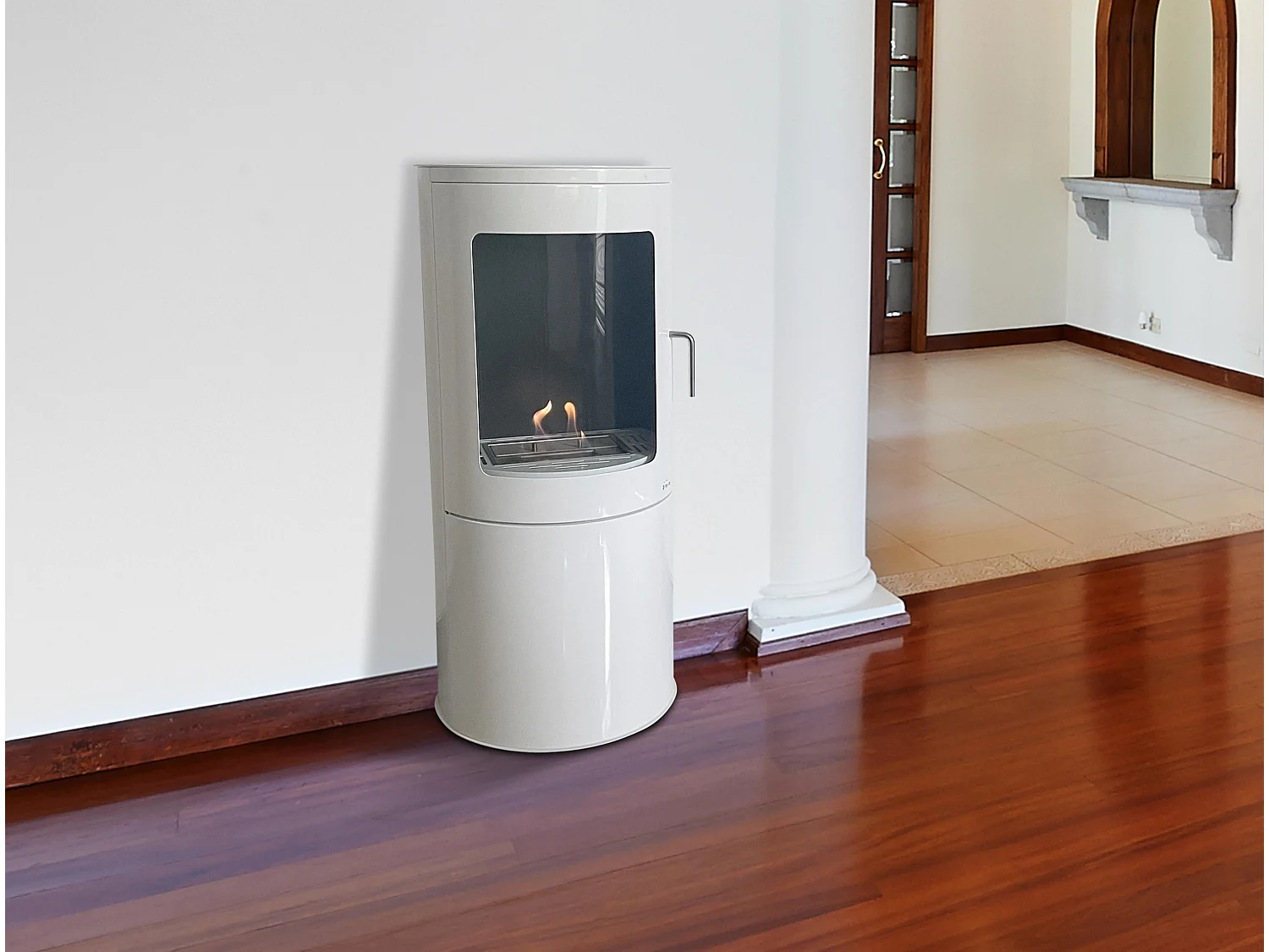 Poêle à l'éthanol de forme carrée en acier