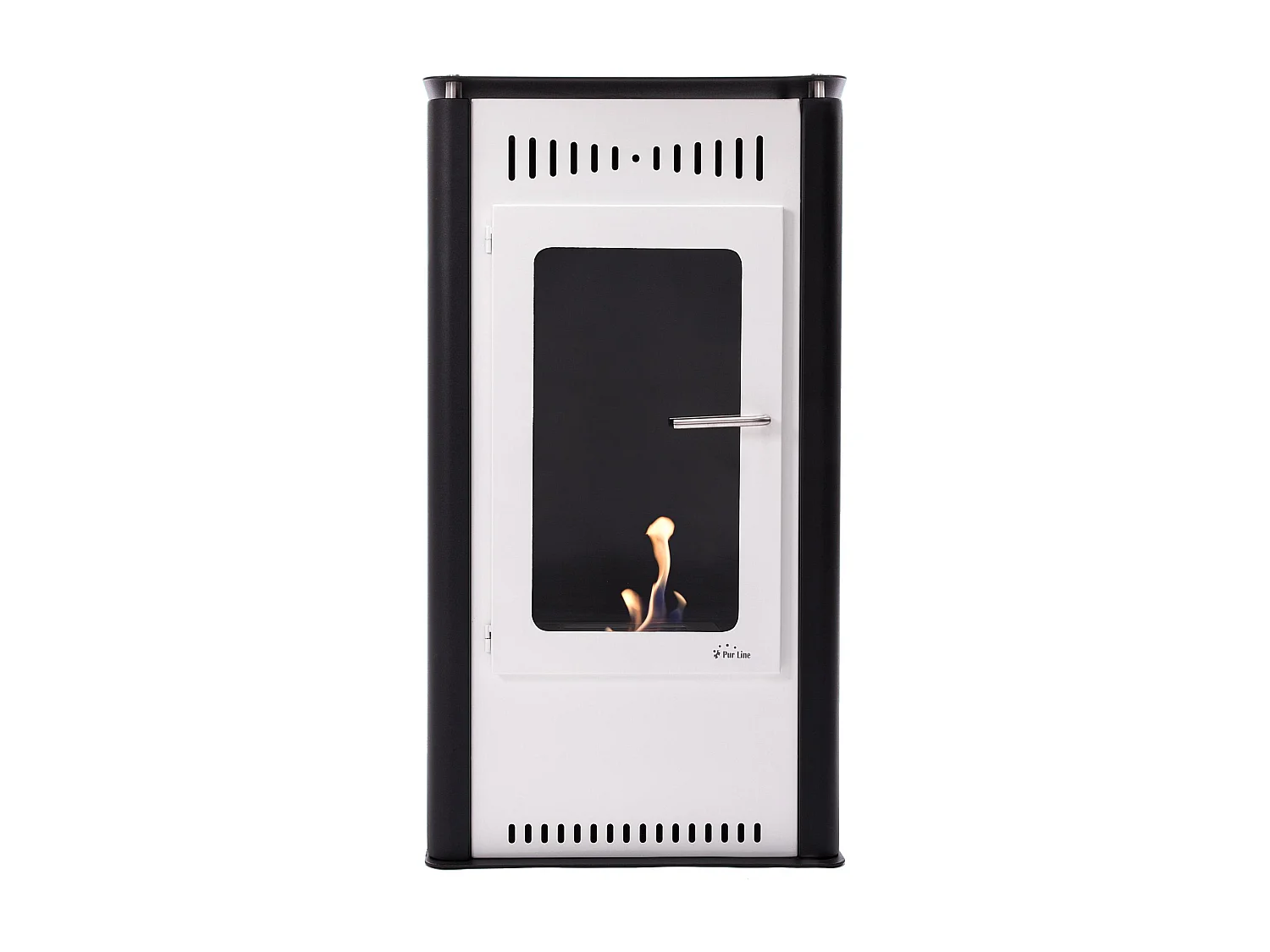 Poêle à éthanol 3kW en acier blanc avec porte en verre trempé