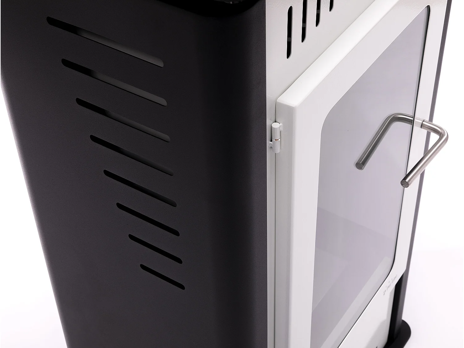 Poêle à éthanol 3kW en acier blanc avec porte en verre trempé