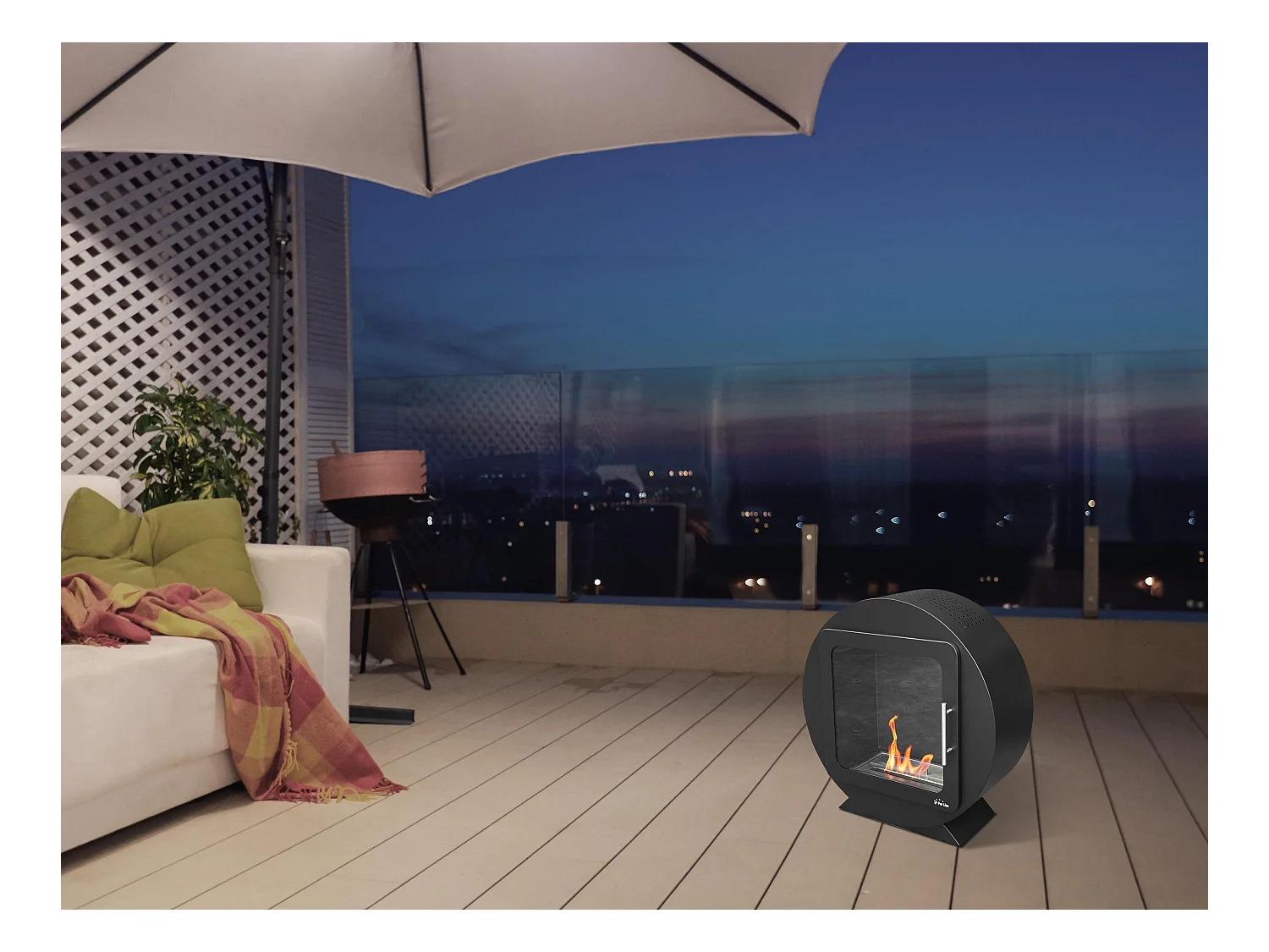 Poêle à l'éthanol design circulaire