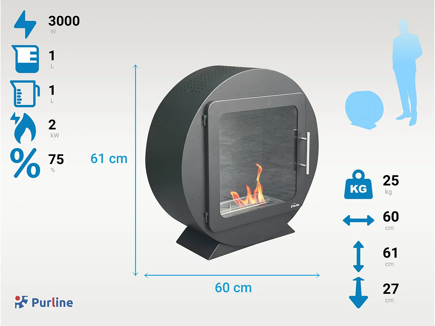 Poêle à l'éthanol design circulaire