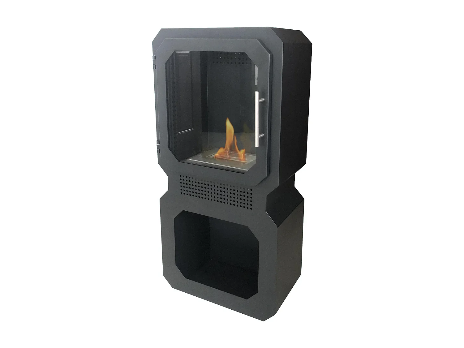 Salamandra bioetanol com dois volumes separados de formas quadradas