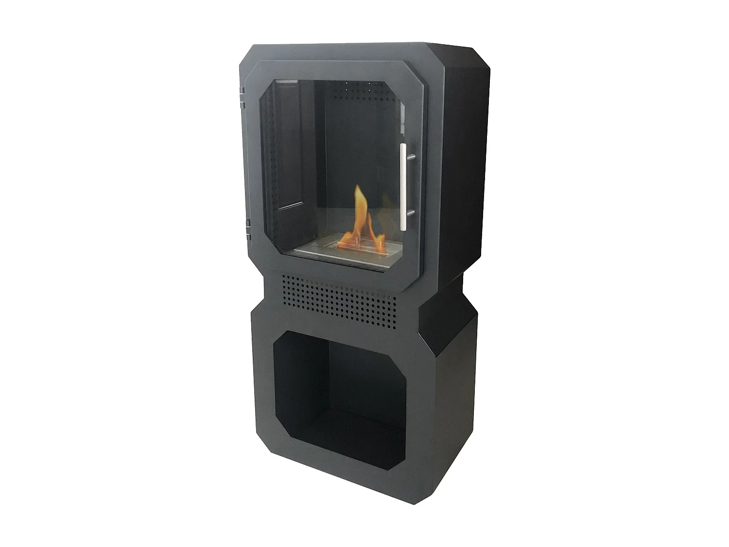 Salamandra bioetanol com dois volumes separados de formas quadradas