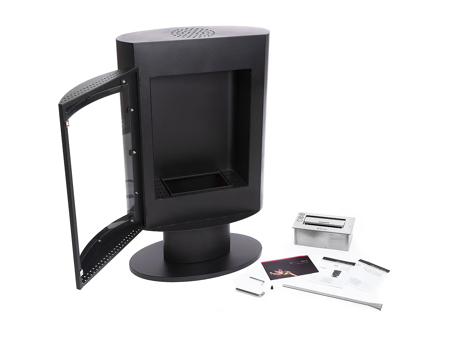 Poêle à l'éthanol en acier carré