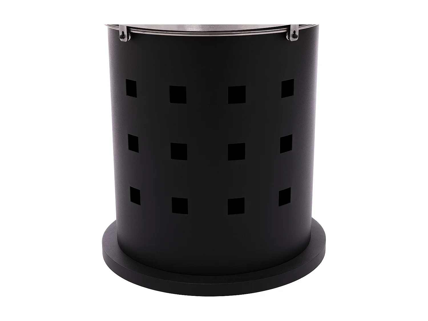 Estufa de etanol en acero negro con puerta corredera de cristal templado