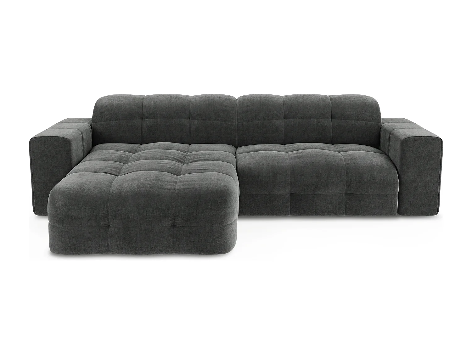 Canapé angle gauche 5 places velours gris graphite 230cm