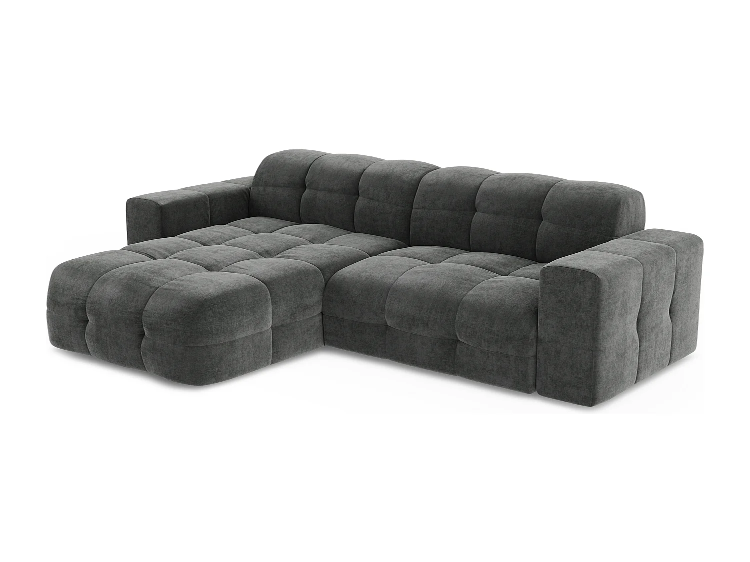 Canapé angle gauche 5 places velours gris graphite 230cm