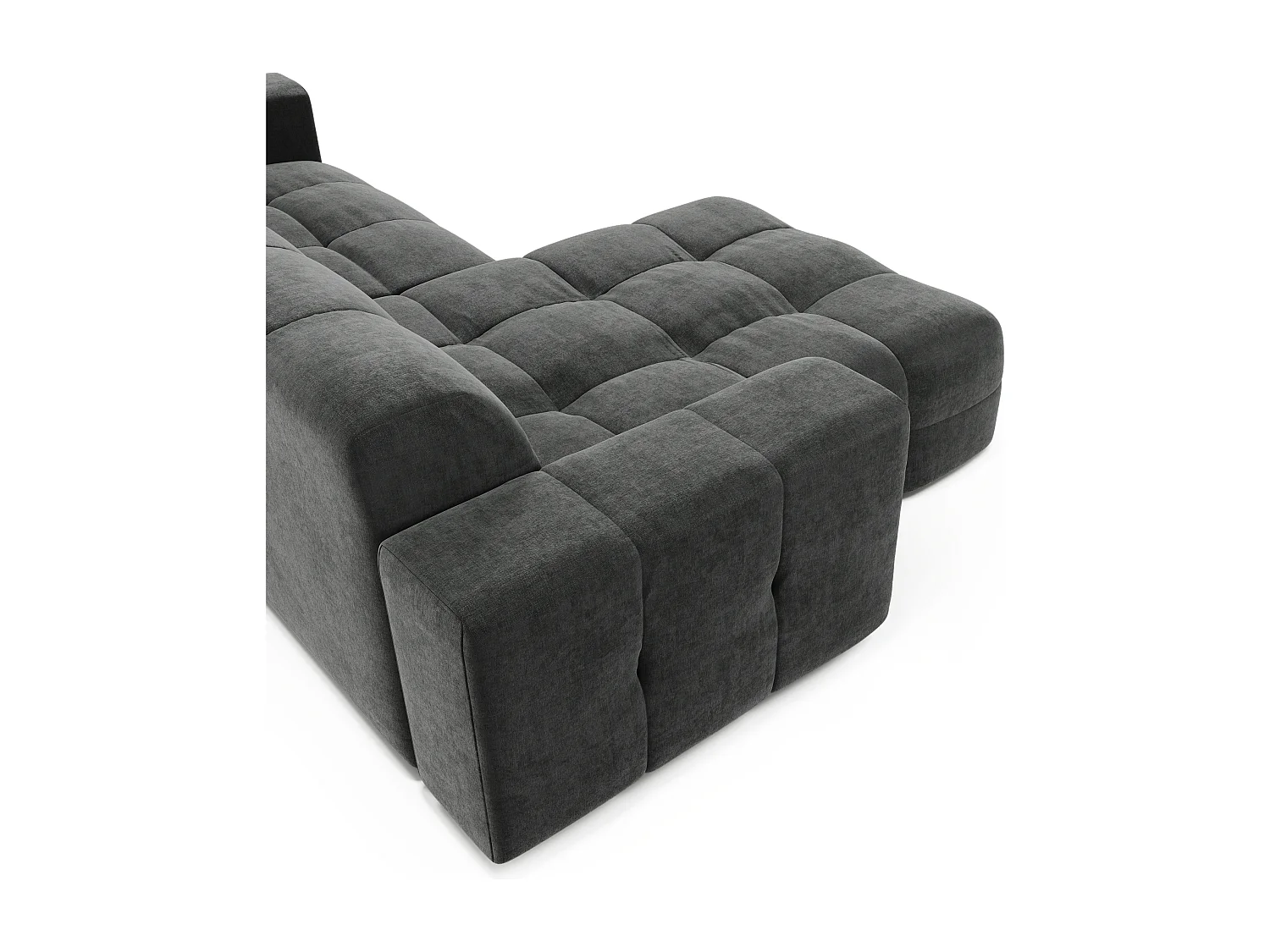 Canapé angle gauche 5 places velours gris graphite 230cm