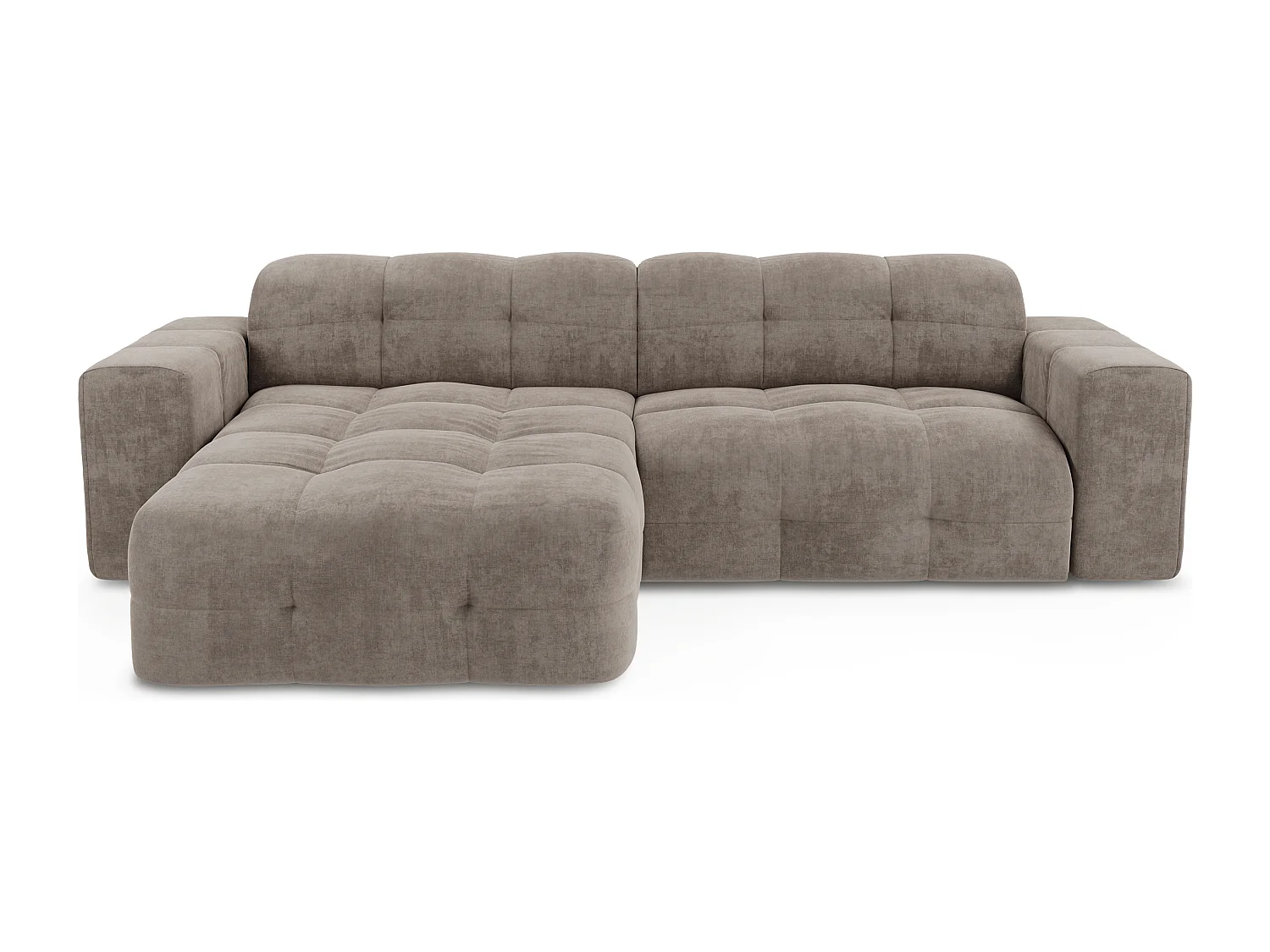 Canapé angle gauche 5 places velours taupe 230cm