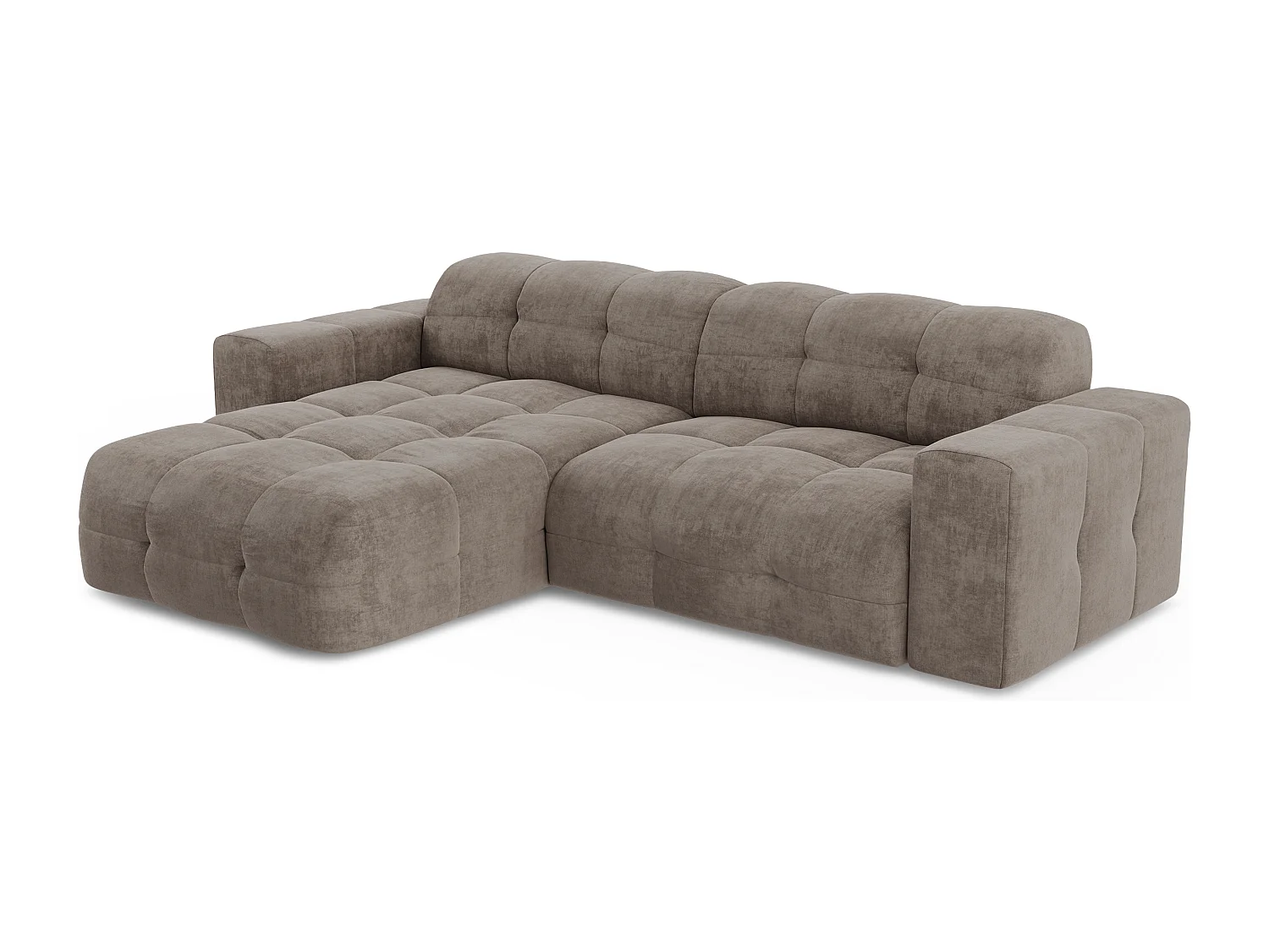 Canapé angle gauche 5 places velours taupe 230cm