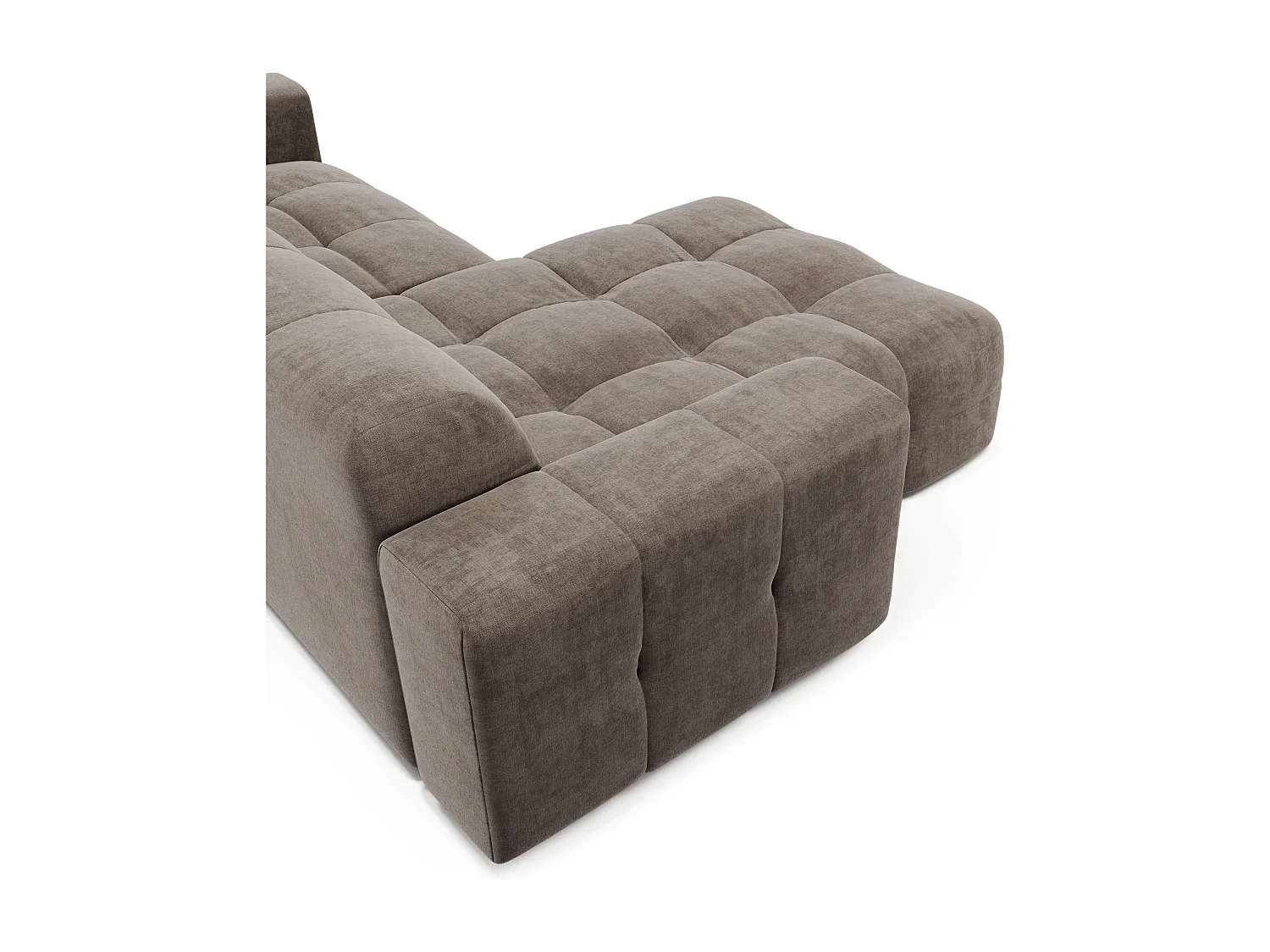 Canapé angle gauche 5 places velours taupe 230cm