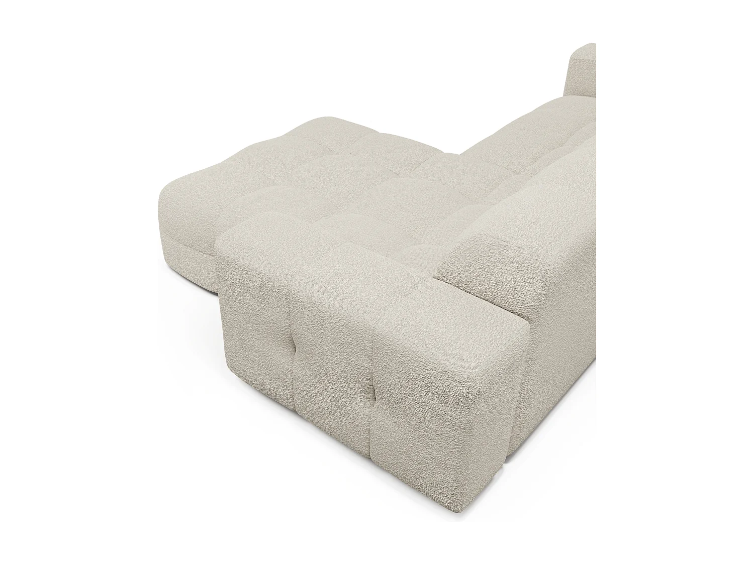 Canapé angle droit 5 places tissu bouclette crème 230cm