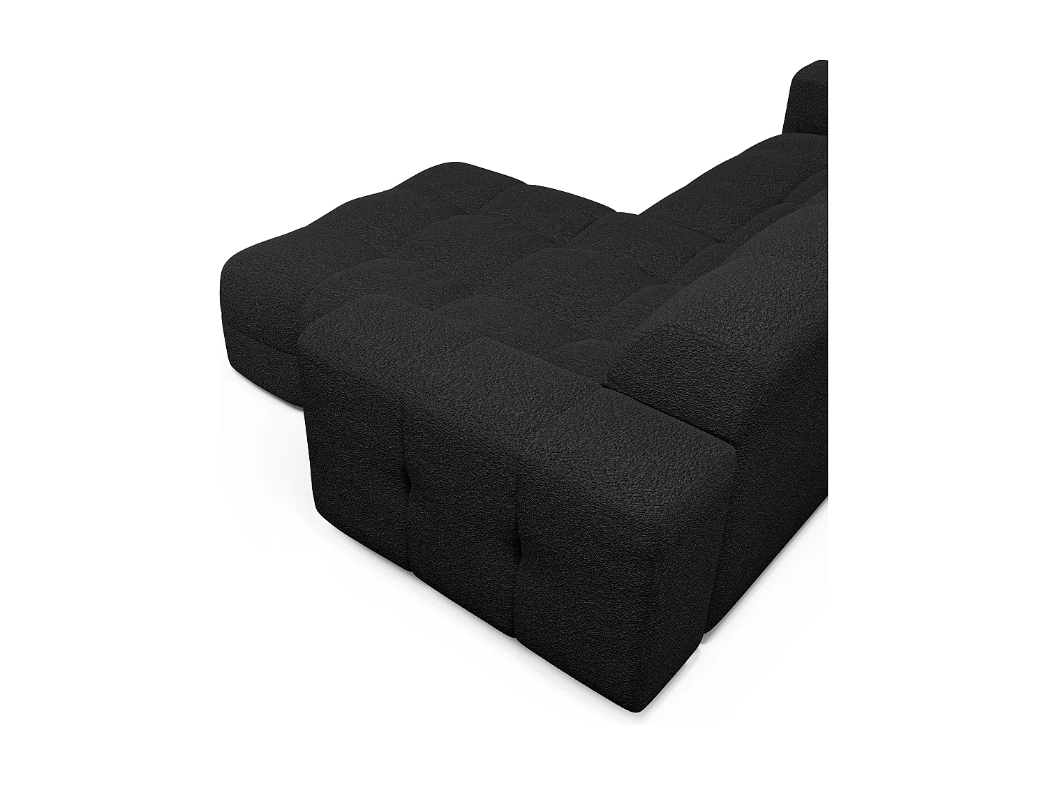 Canapé angle droit 5 places tissu bouclette noir 230cm