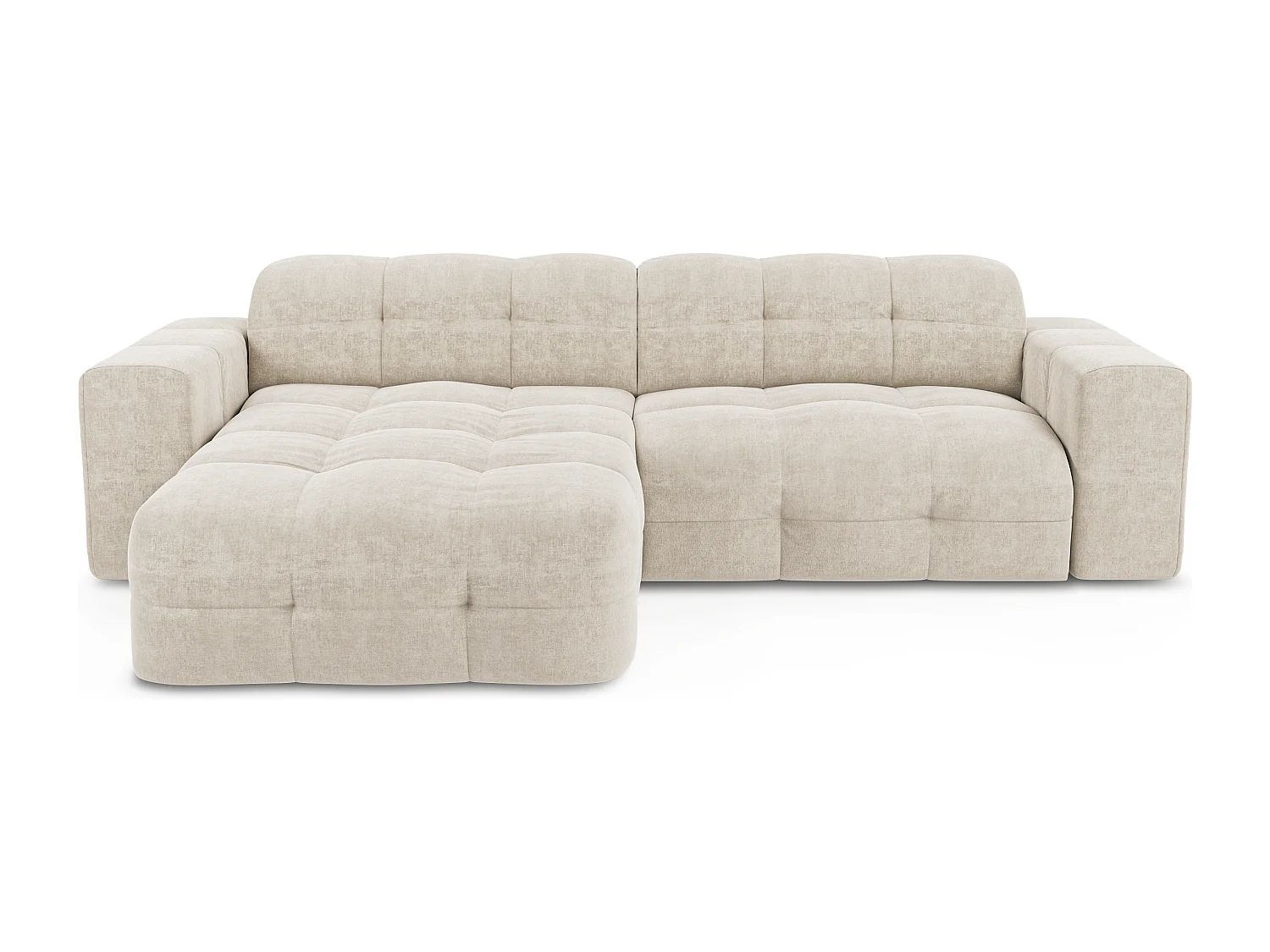 Canapé angle gauche 5 places velours crème 230cm