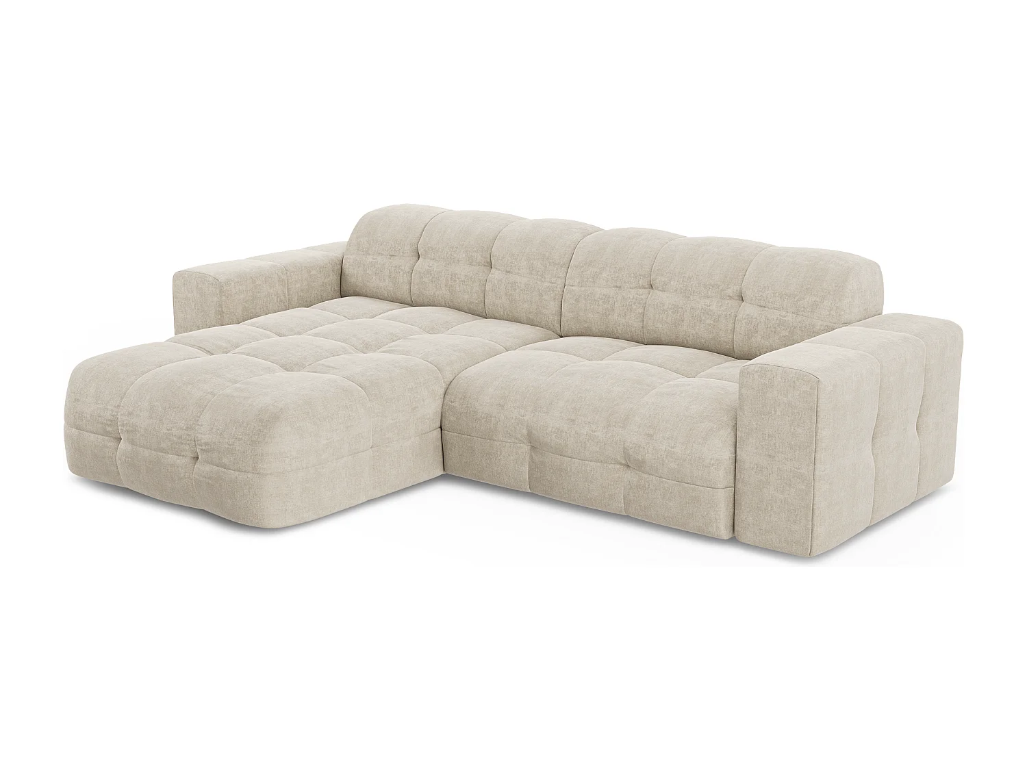 Canapé angle gauche 5 places velours crème 230cm