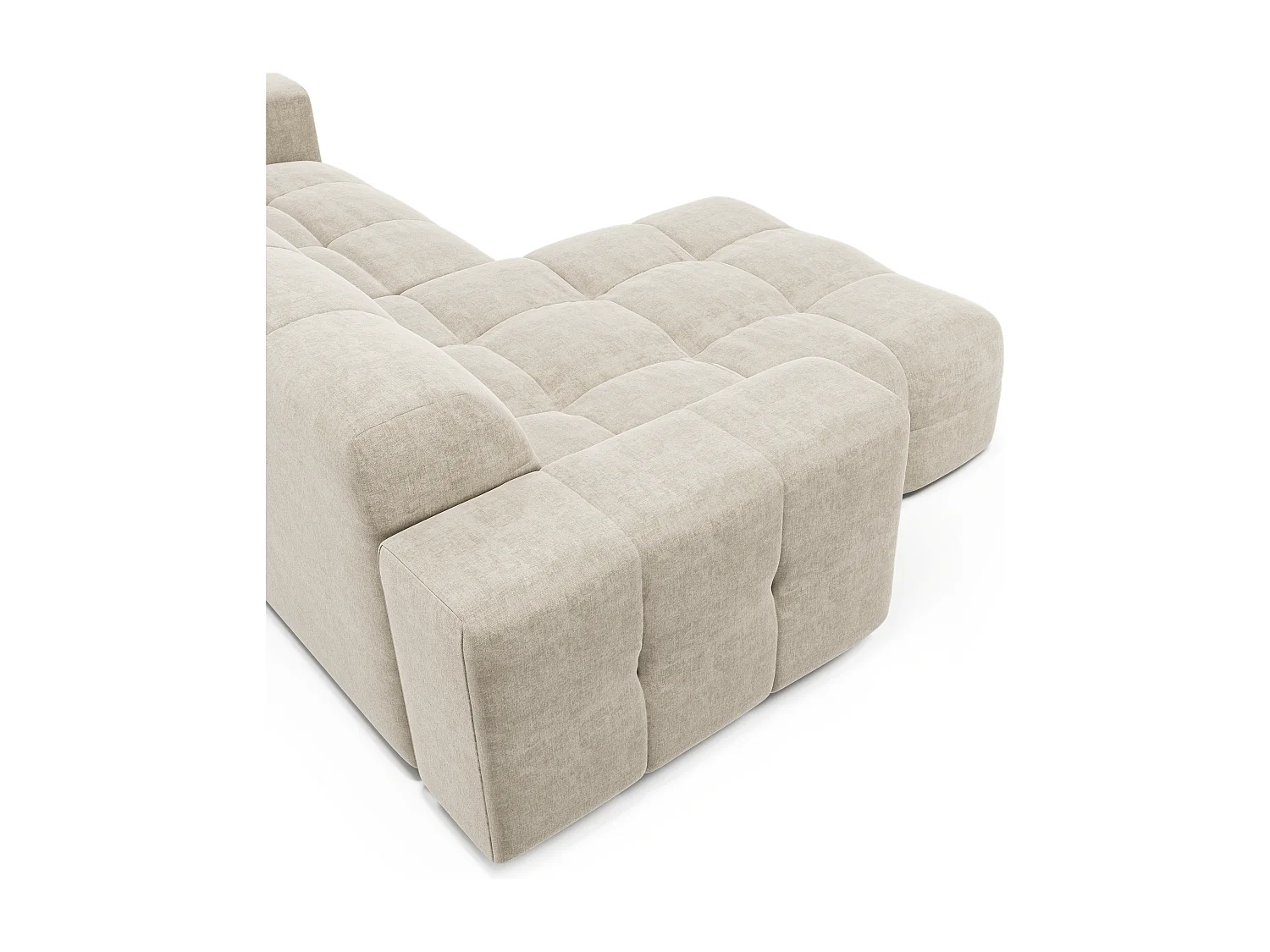 Canapé angle gauche 5 places velours crème 230cm