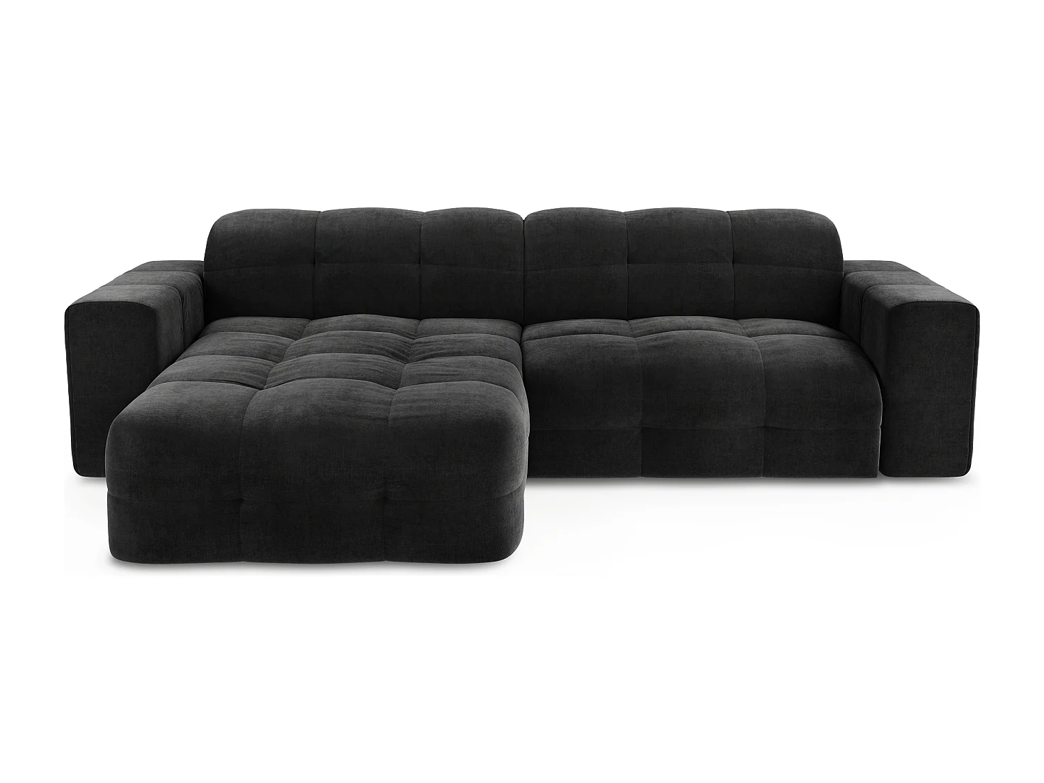 Canapé angle gauche 5 places velours noir 230cm