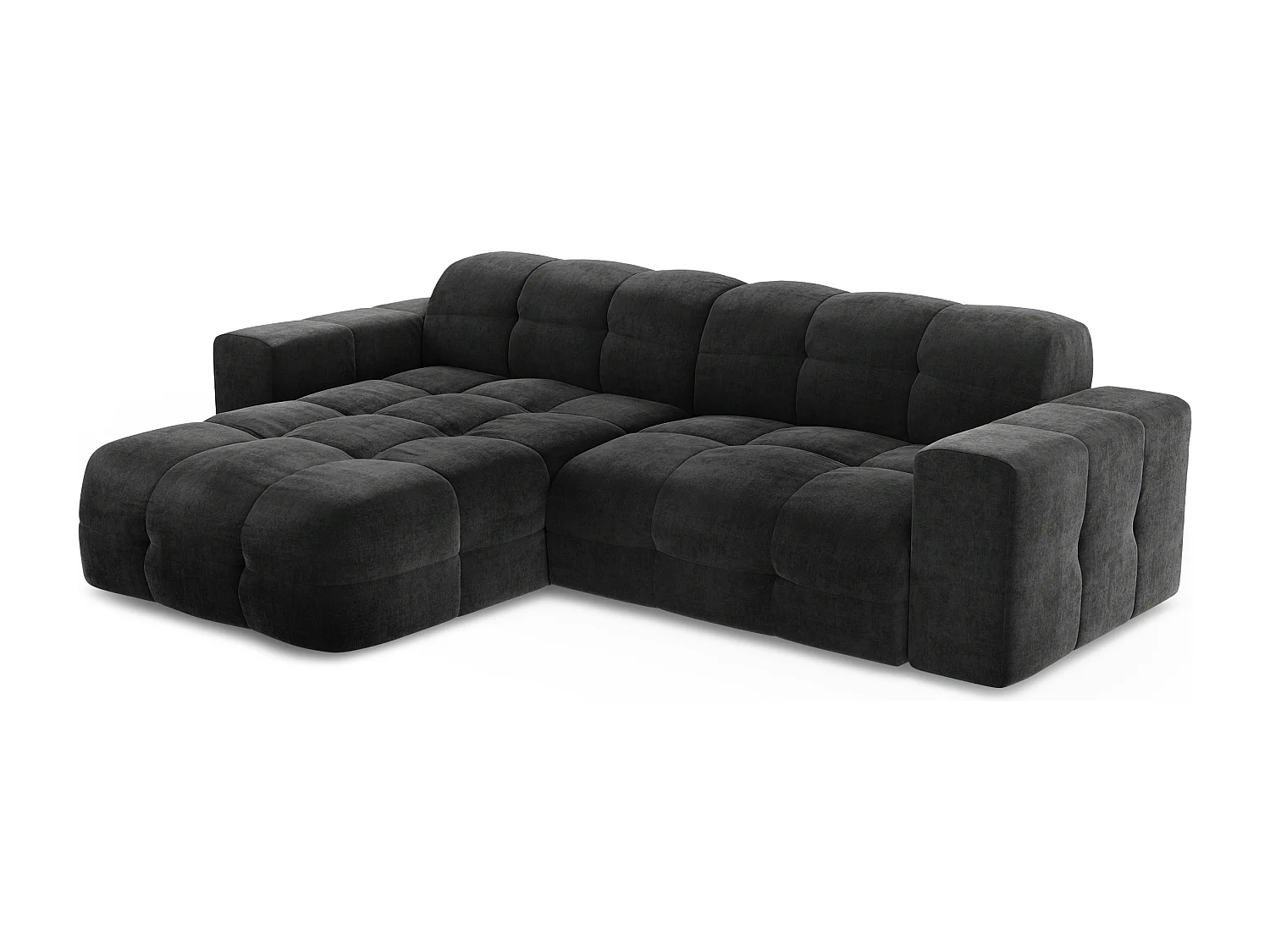 Canapé angle gauche 5 places velours noir 230cm