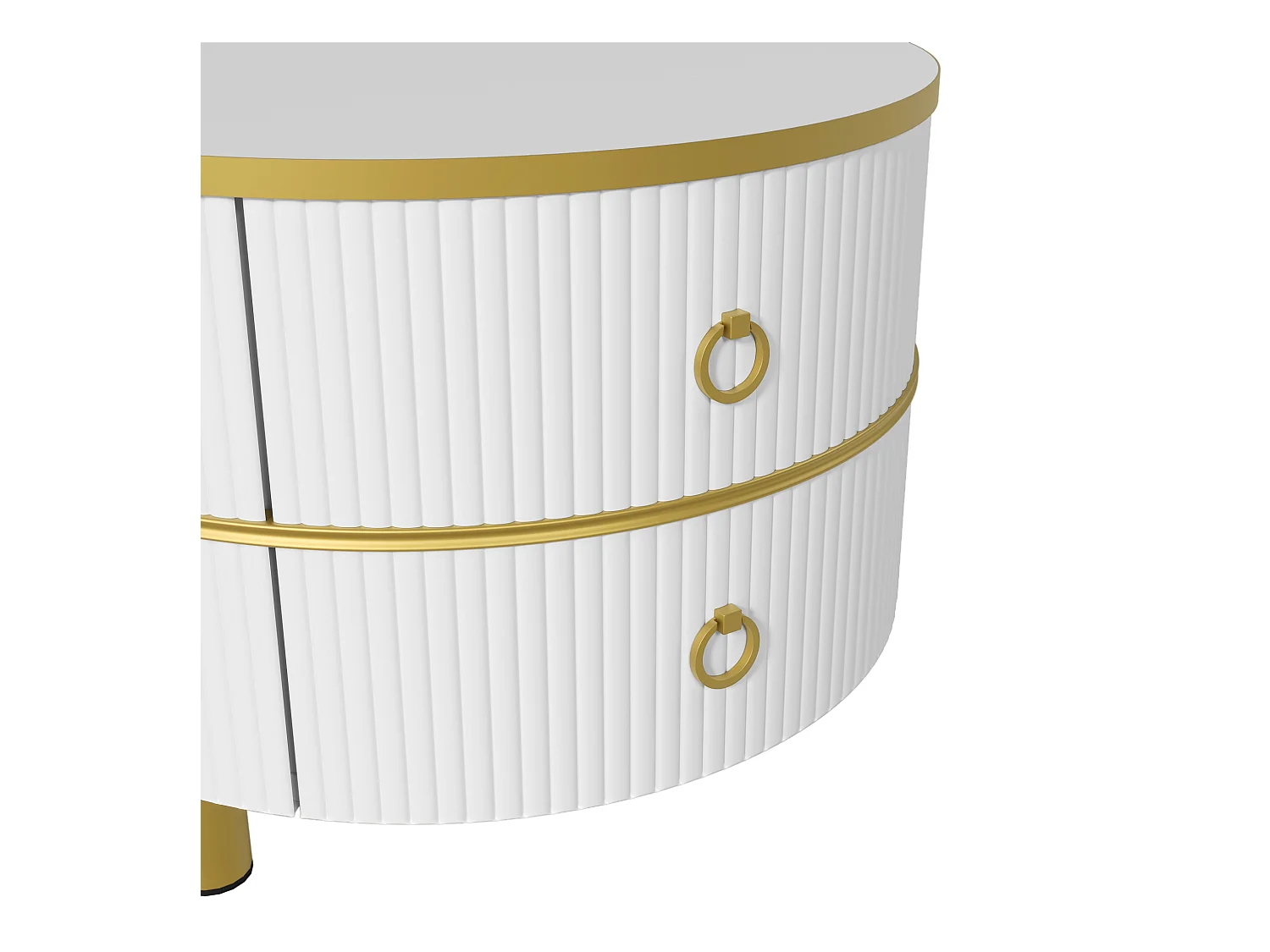 Set van 2 2 in 1 ronde salontafels, MDF bijzettafel - blad marmer patroon - 2 lades - 70x70x45 + 50x50x40 cm