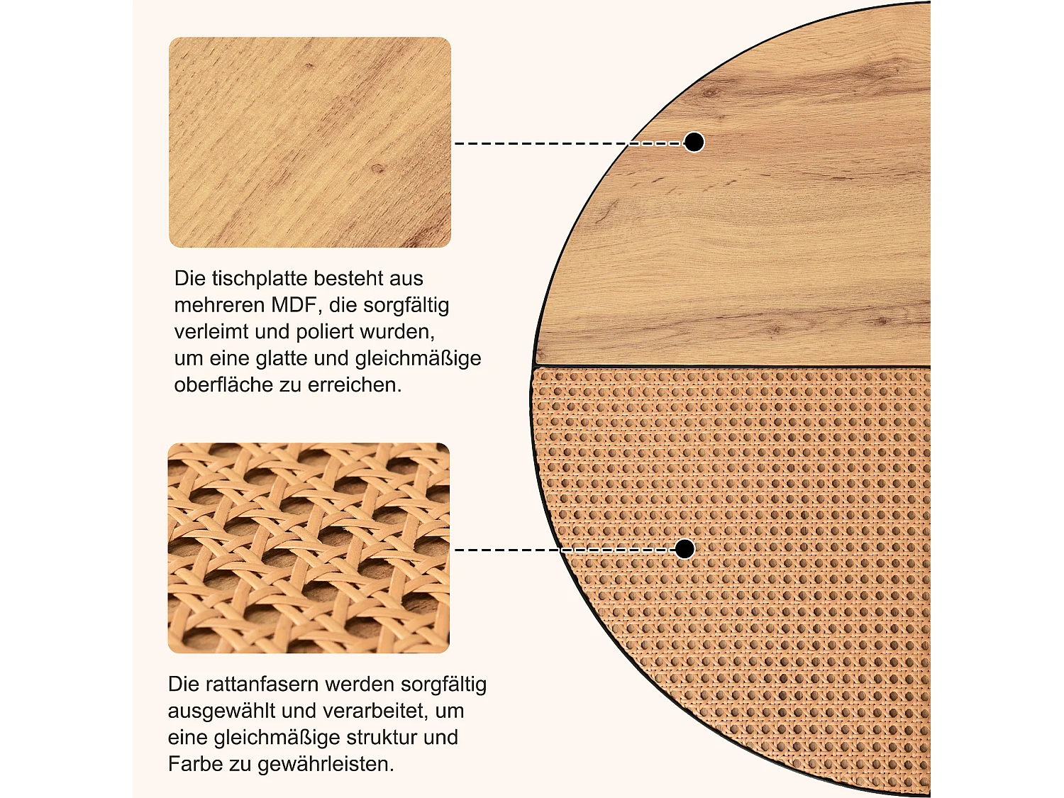 Lot de 2 tables basses rondes de salon - tables gigognes - Métal & MDF - Aspect résine - blanc