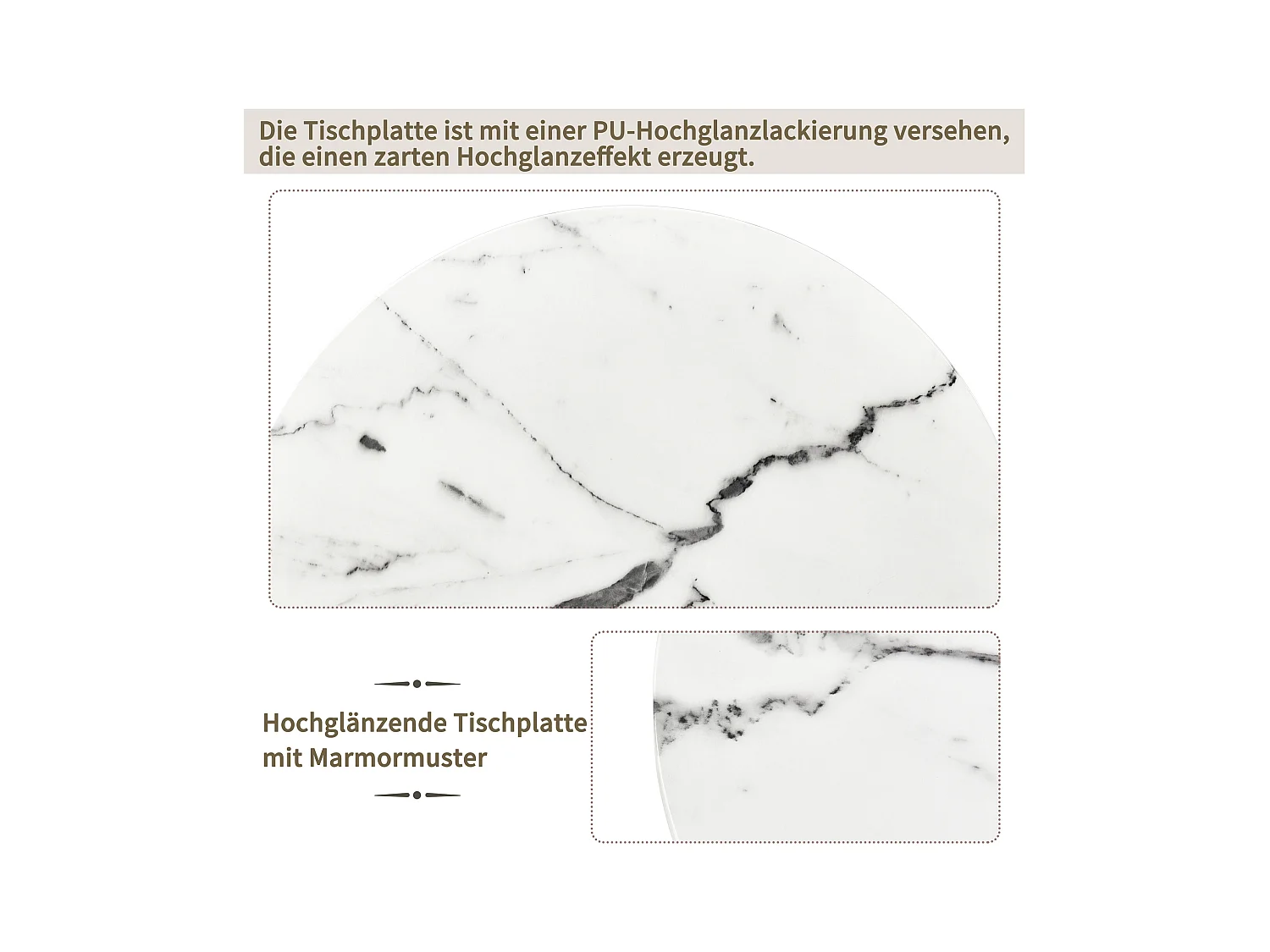 Conjunto de 2 mesas de centro encaixáveis - mesas laterais redondas - Metal e MDF - Aspecto de mármore - branco