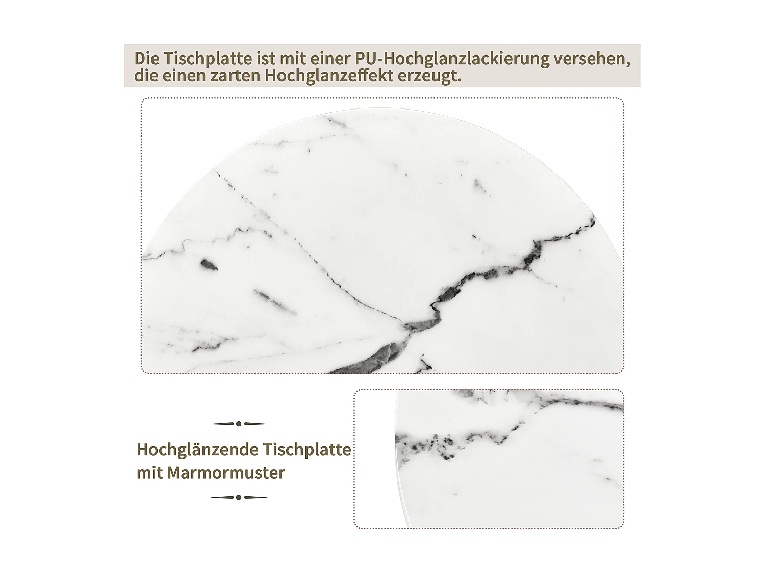 Lot de 2 tables basses gigognes - tables d'appoint rondes - Métal & MDF - Aspect marbre - blanc