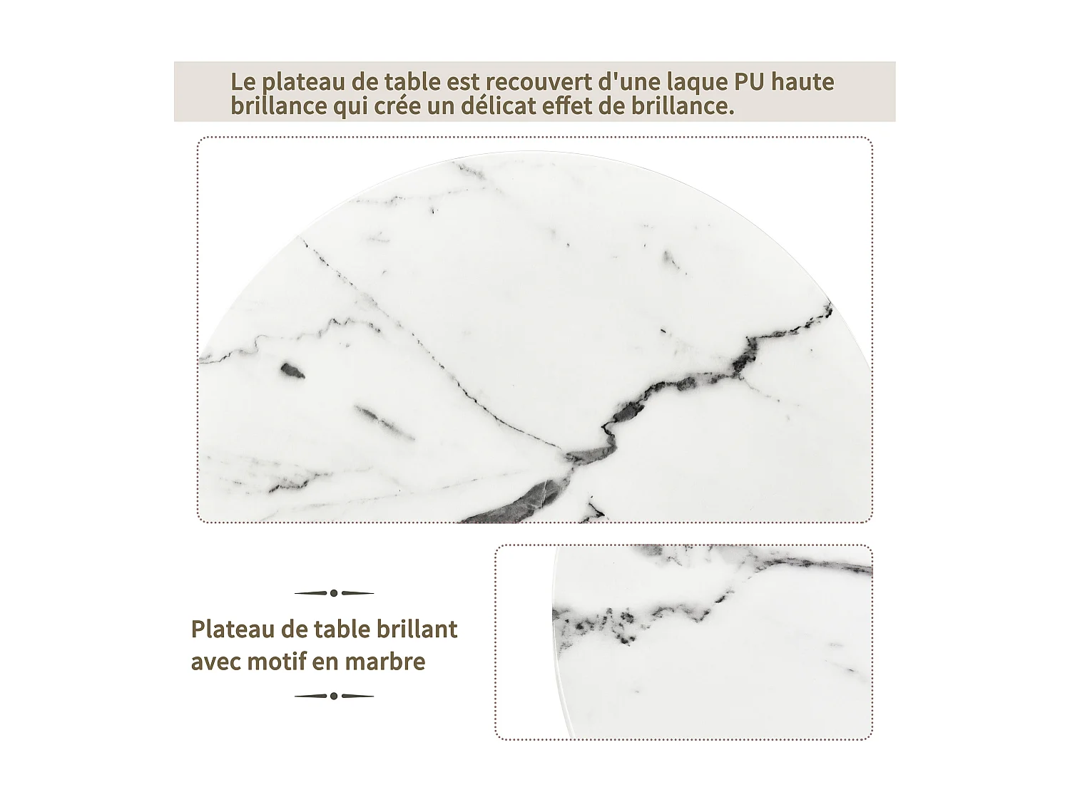 Lot de 2 tables basses gigognes - tables d'appoint rondes - Métal & MDF - Aspect marbre - blanc