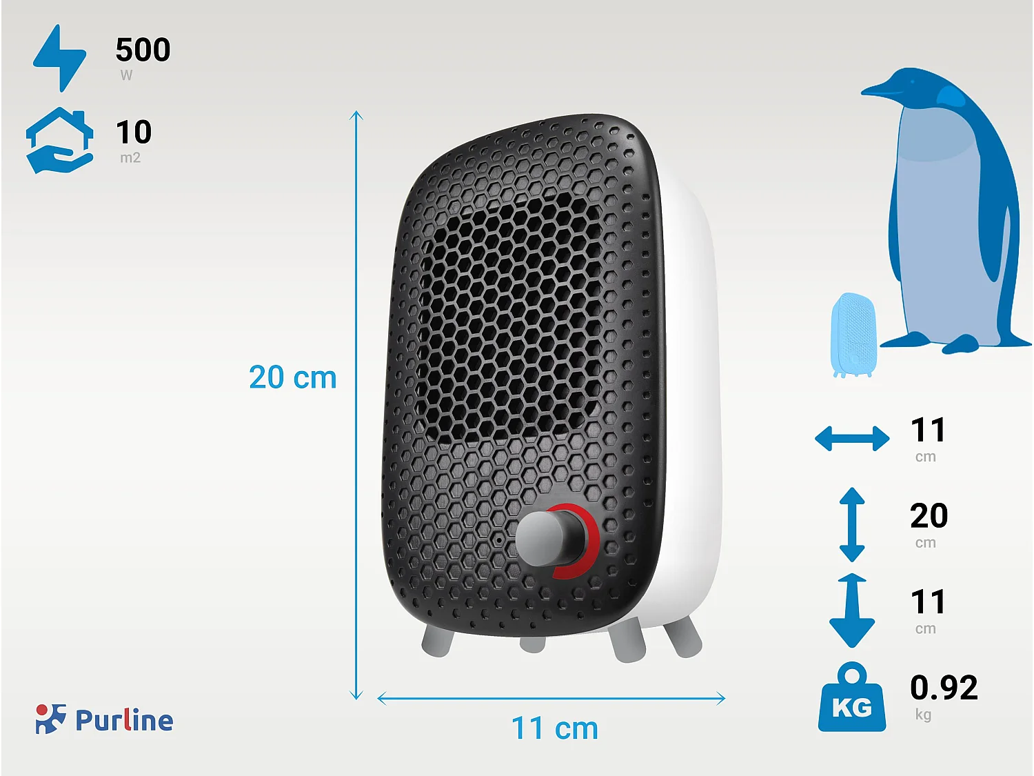 Chauffage céramique compact 500W