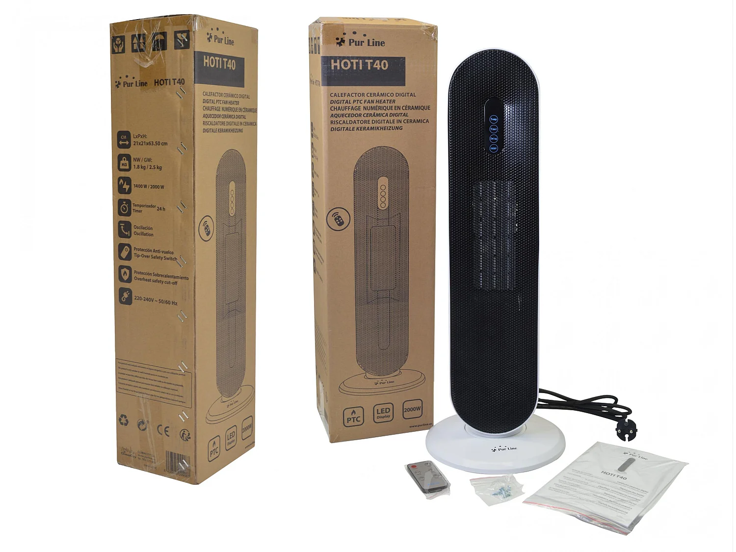 Riscaldatore a torre in ceramica digitale 2000W