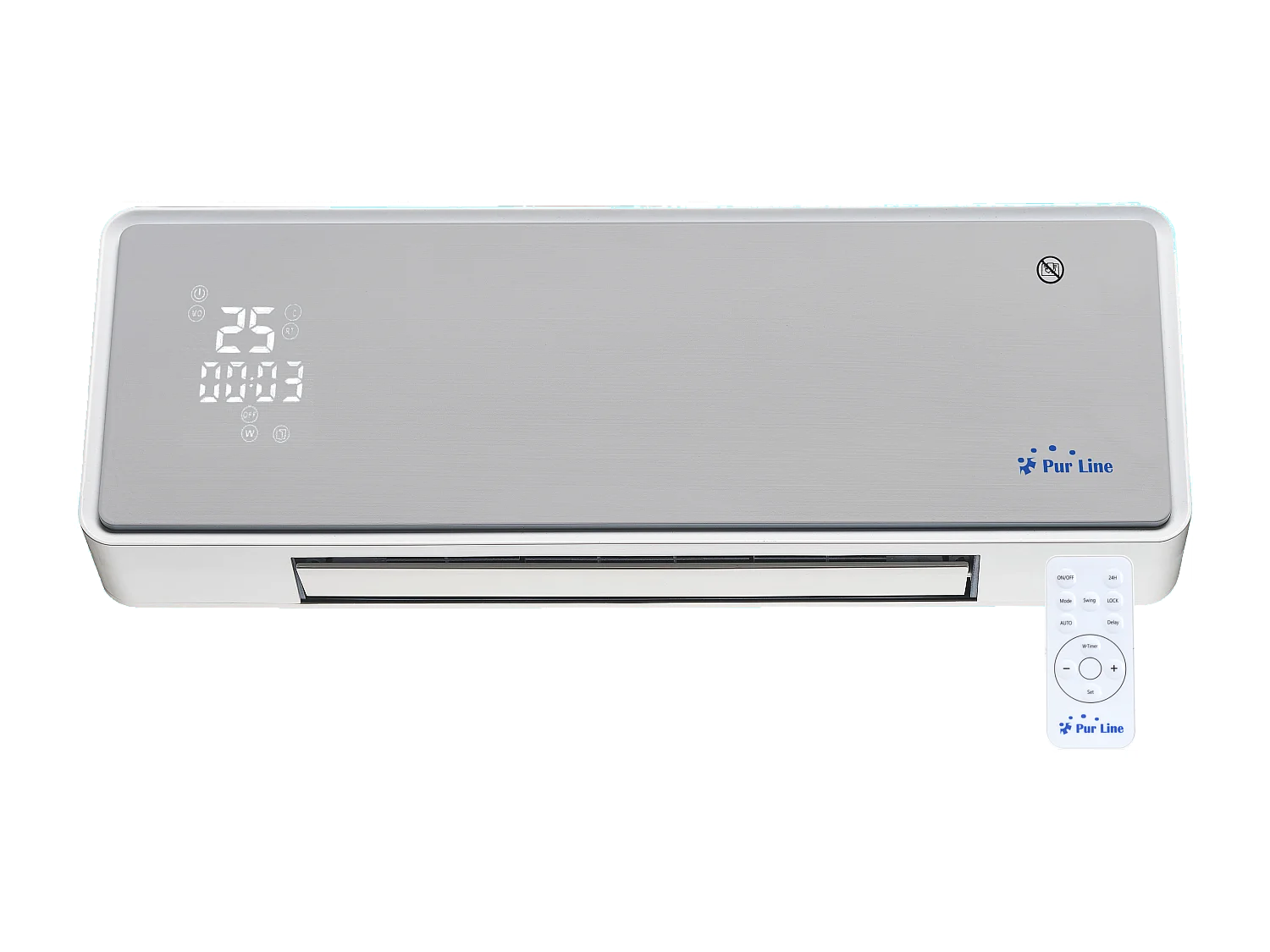 Keramische wandkachel 2000 W wit glasfront, afstandsbediening en timer