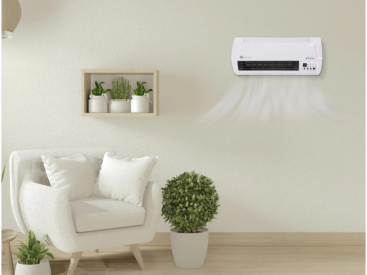 Chauffage split mural 2000 W avec télécommande et minuterie